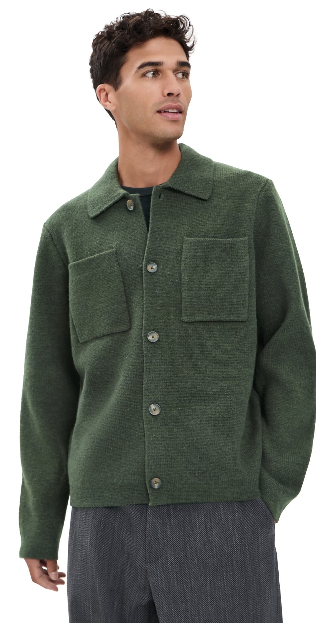 Les Deux Milano Knit Shacket Rosin Green