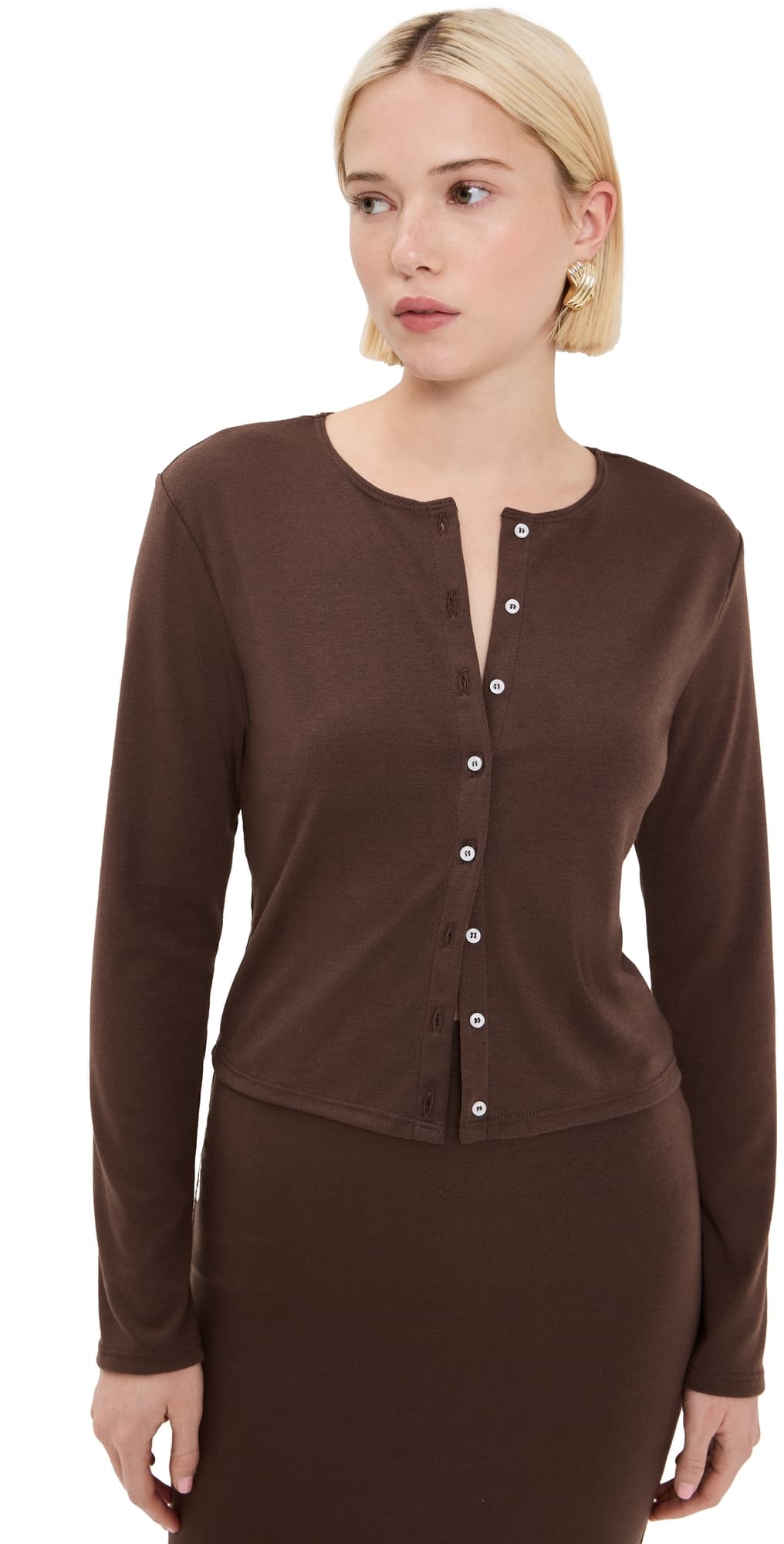 LE BOP Eloise Cropped Cardigan Chocolate