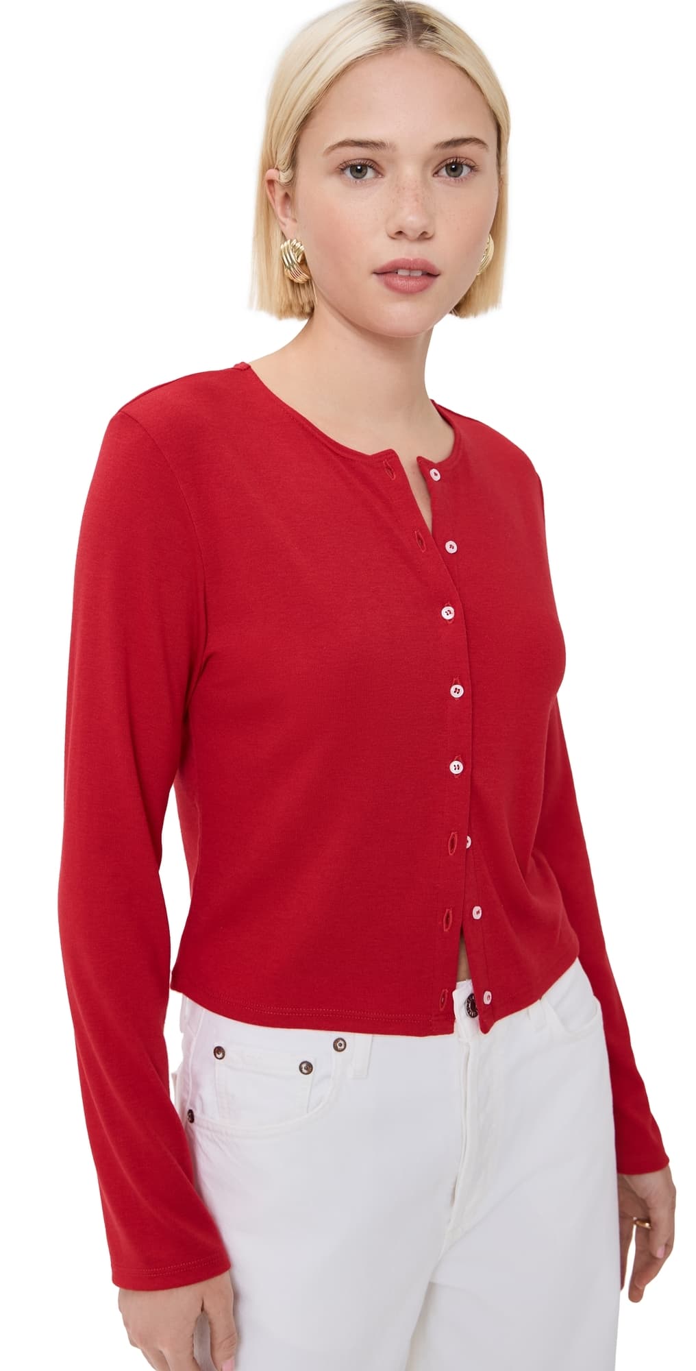 LE BOP Eloise Cropped Cardigan Crimson