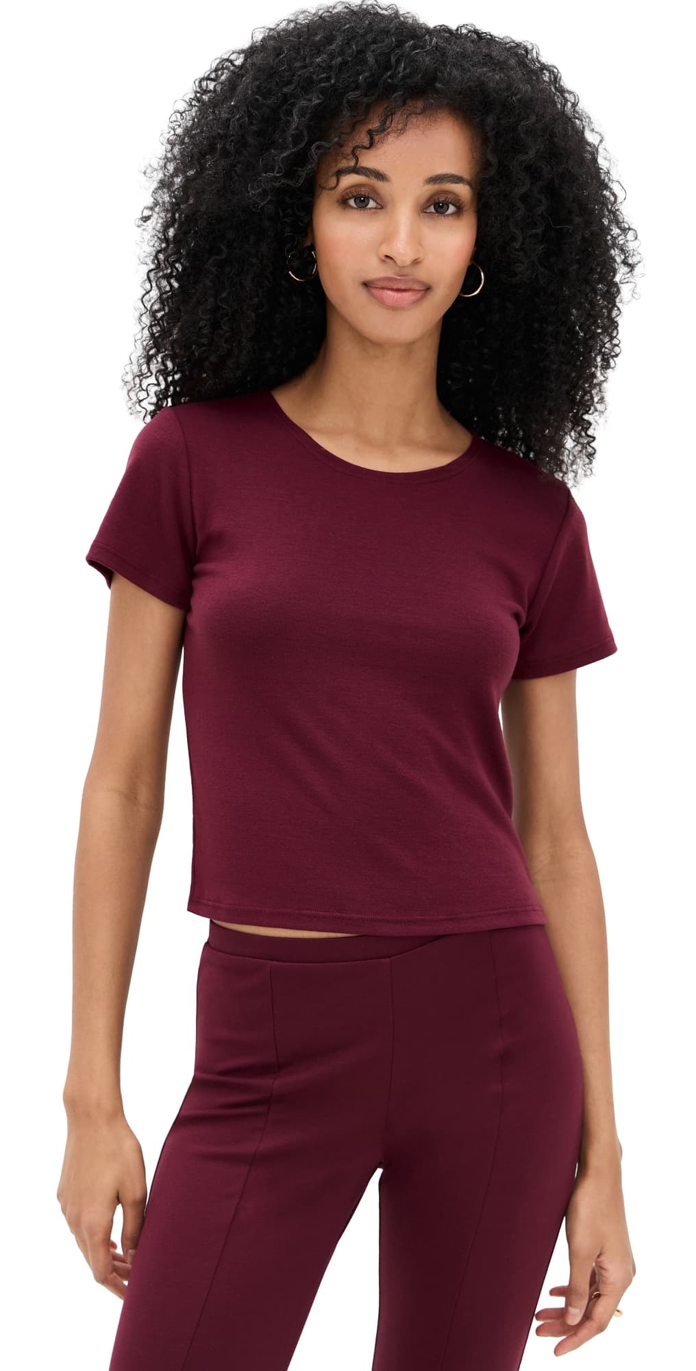 LE BOP Eloise Solid Crop Tee Burgundy