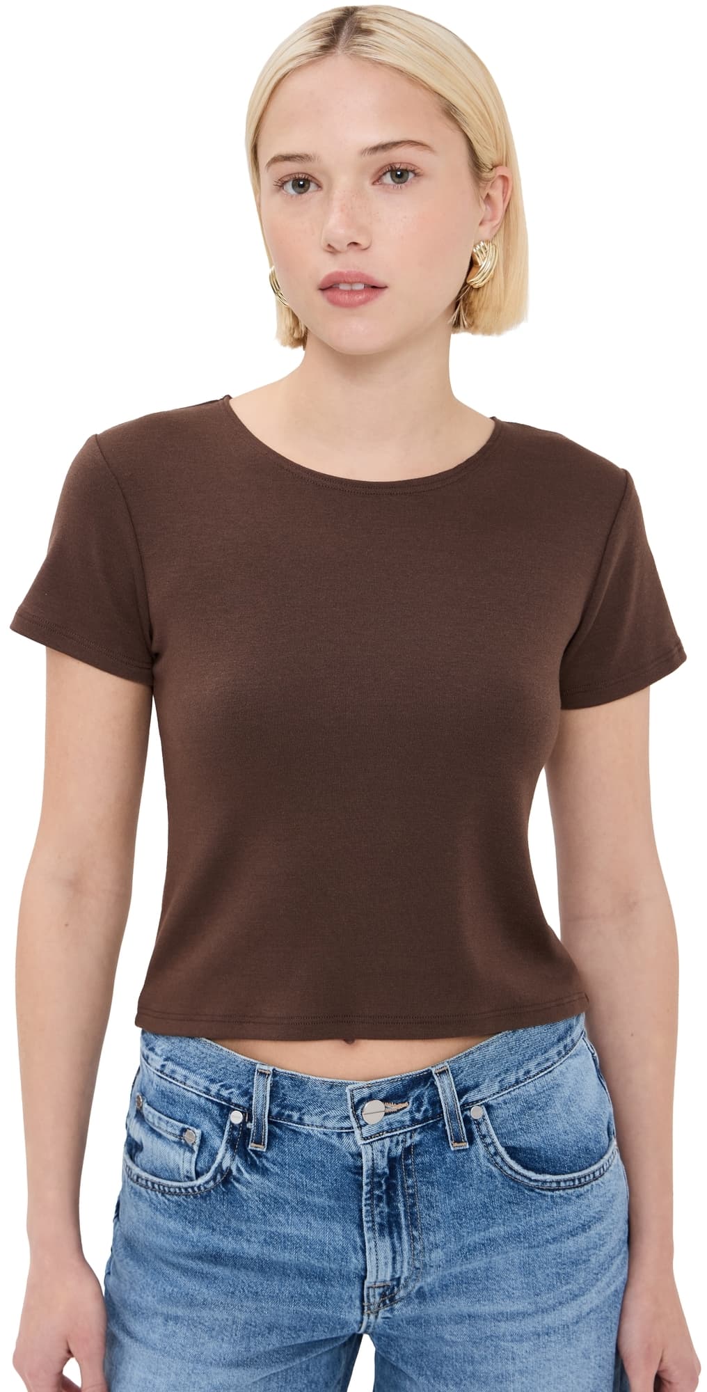 LE BOP Eloise Solid Crop Tee Chocolate