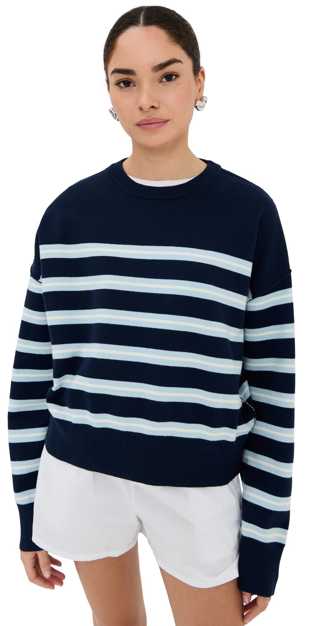 LE BOP Striped Boxy Pullover Midnight Stripe