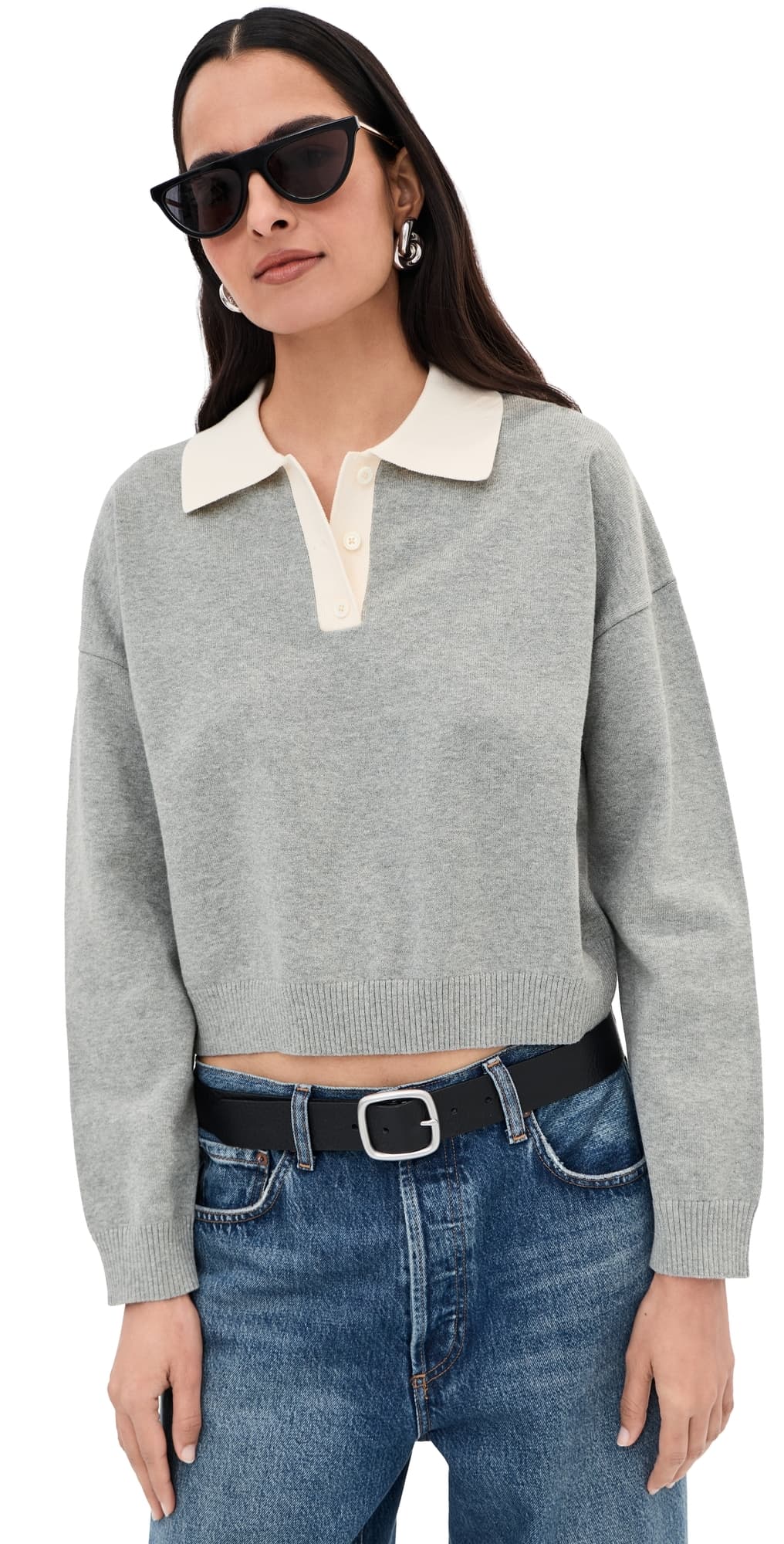 LE BOP Zadie Cropped Polo Heather Grey