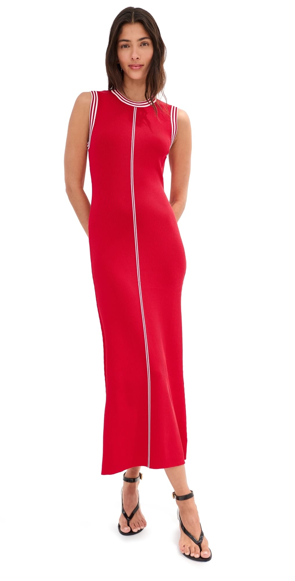 LE BOP Ringer Midi Dress Poppy & White