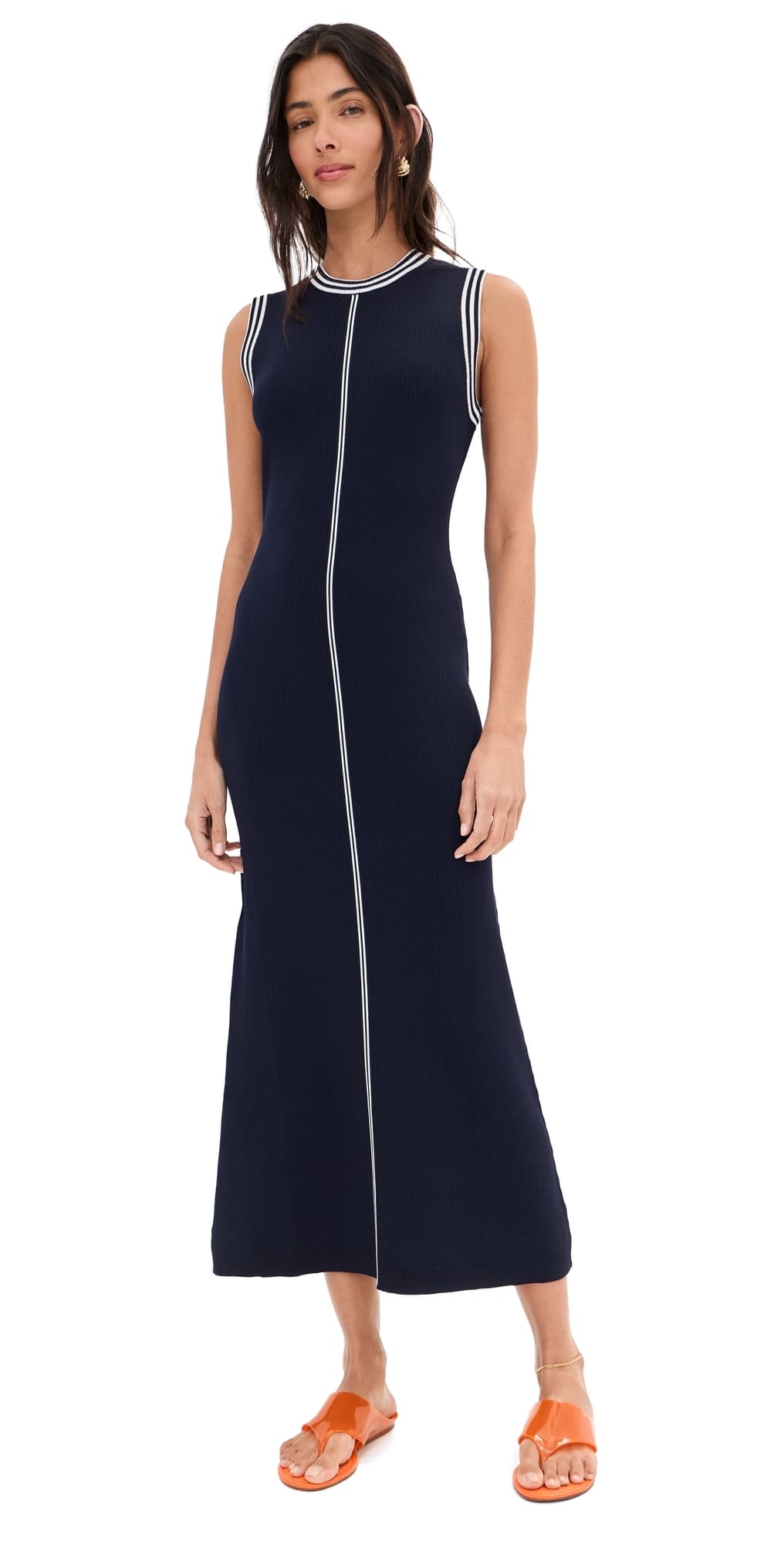 LE BOP Ringer Midi Dress Navy & White