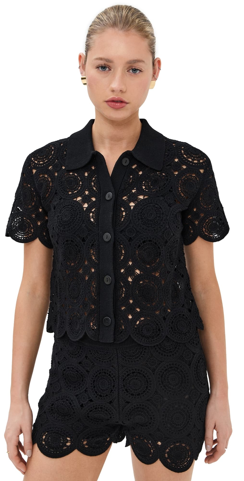 LE BOP Crochet Polo Black
