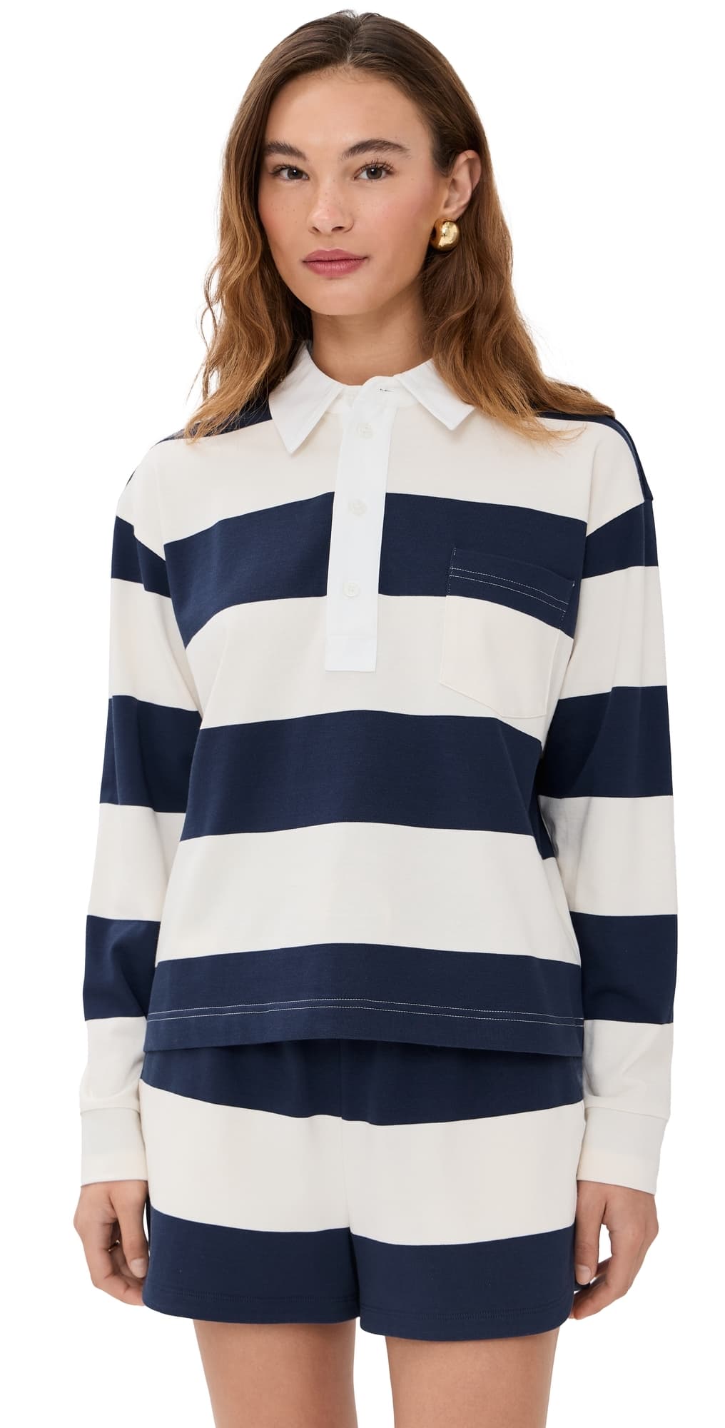 LE BOP Hayley Cropped Polo Navy/Ivory