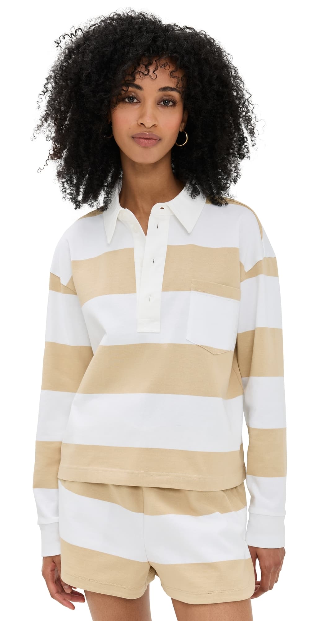 LE BOP Hayley Cropped Polo Khaki/White