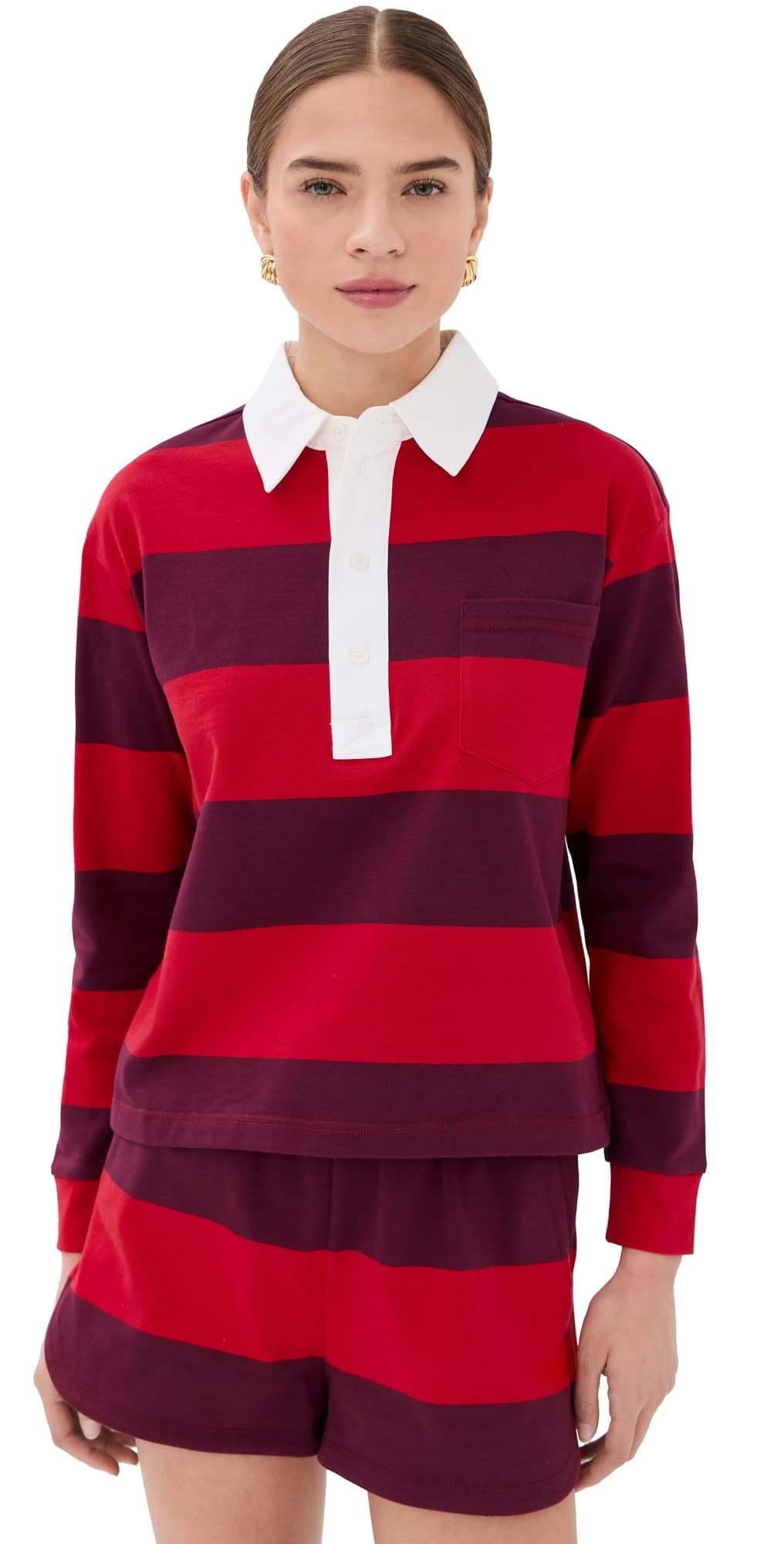 LE BOP Hayley Cropped Polo Red/Burgundy