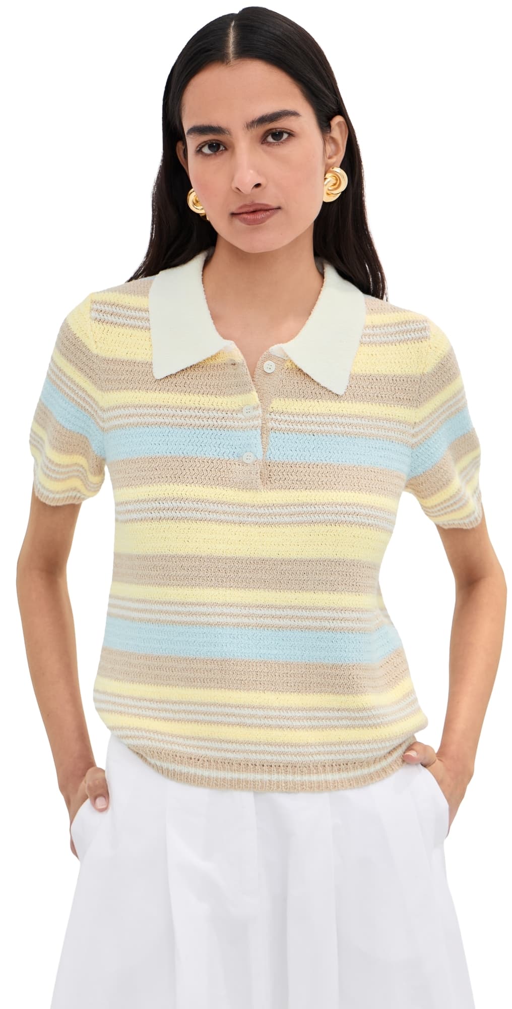 LE BOP Striped Boucle Polo Sand Multi