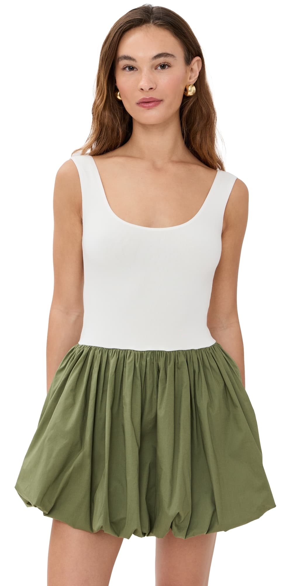 LE BOP Piper Combo Dress Ivory/Olive