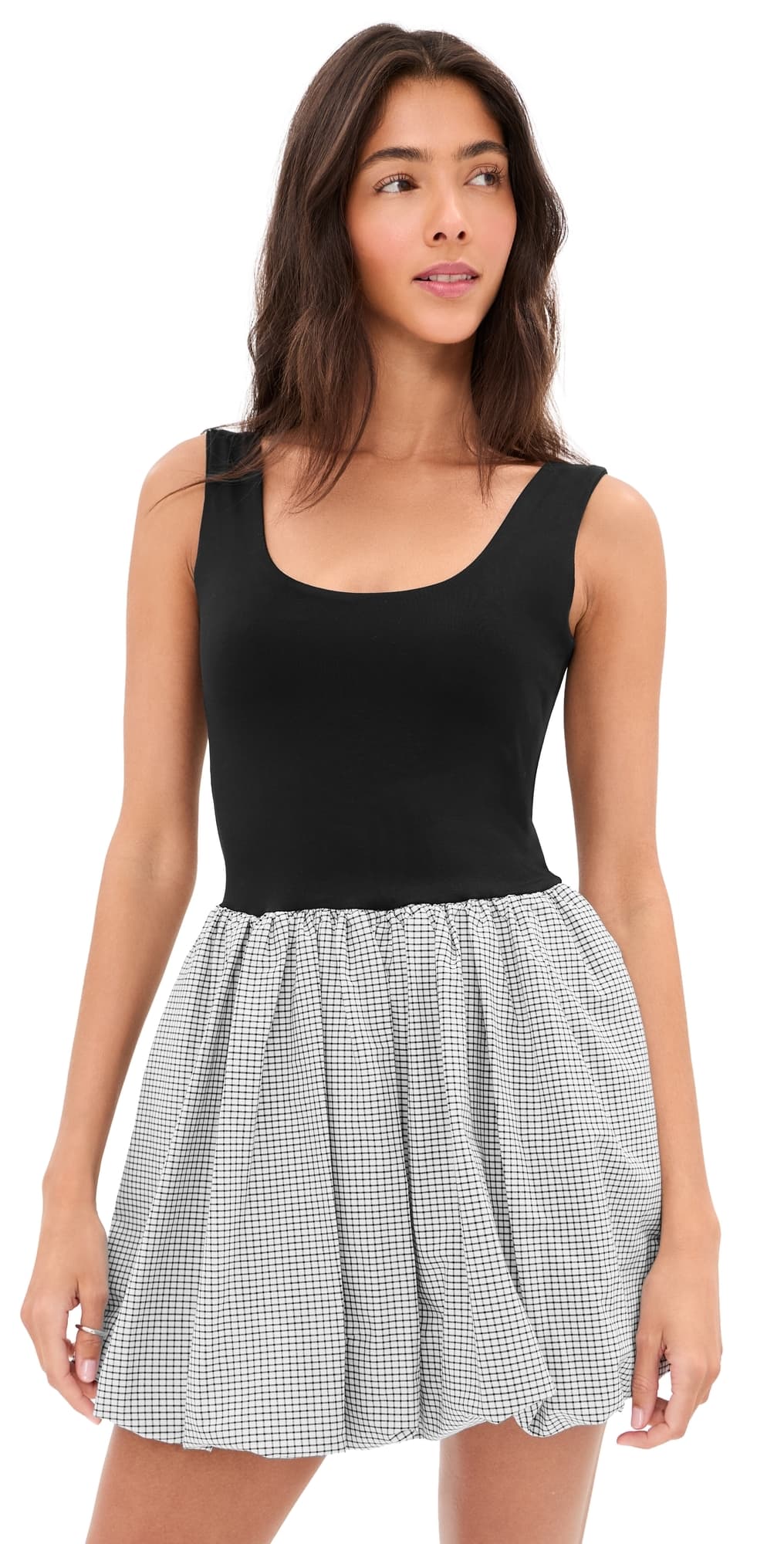LE BOP Piper Combo Dress Black/White Check