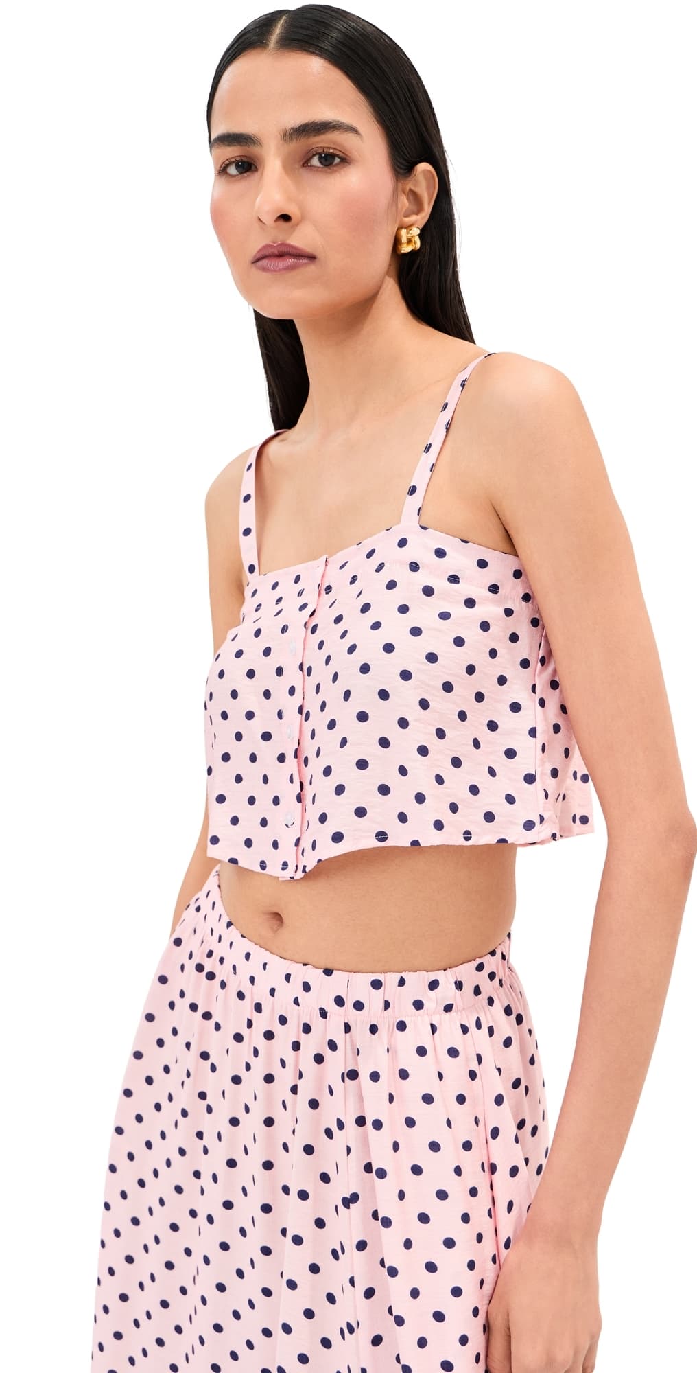 LE BOP Martha Polka Dot Crop Top Pink Dot