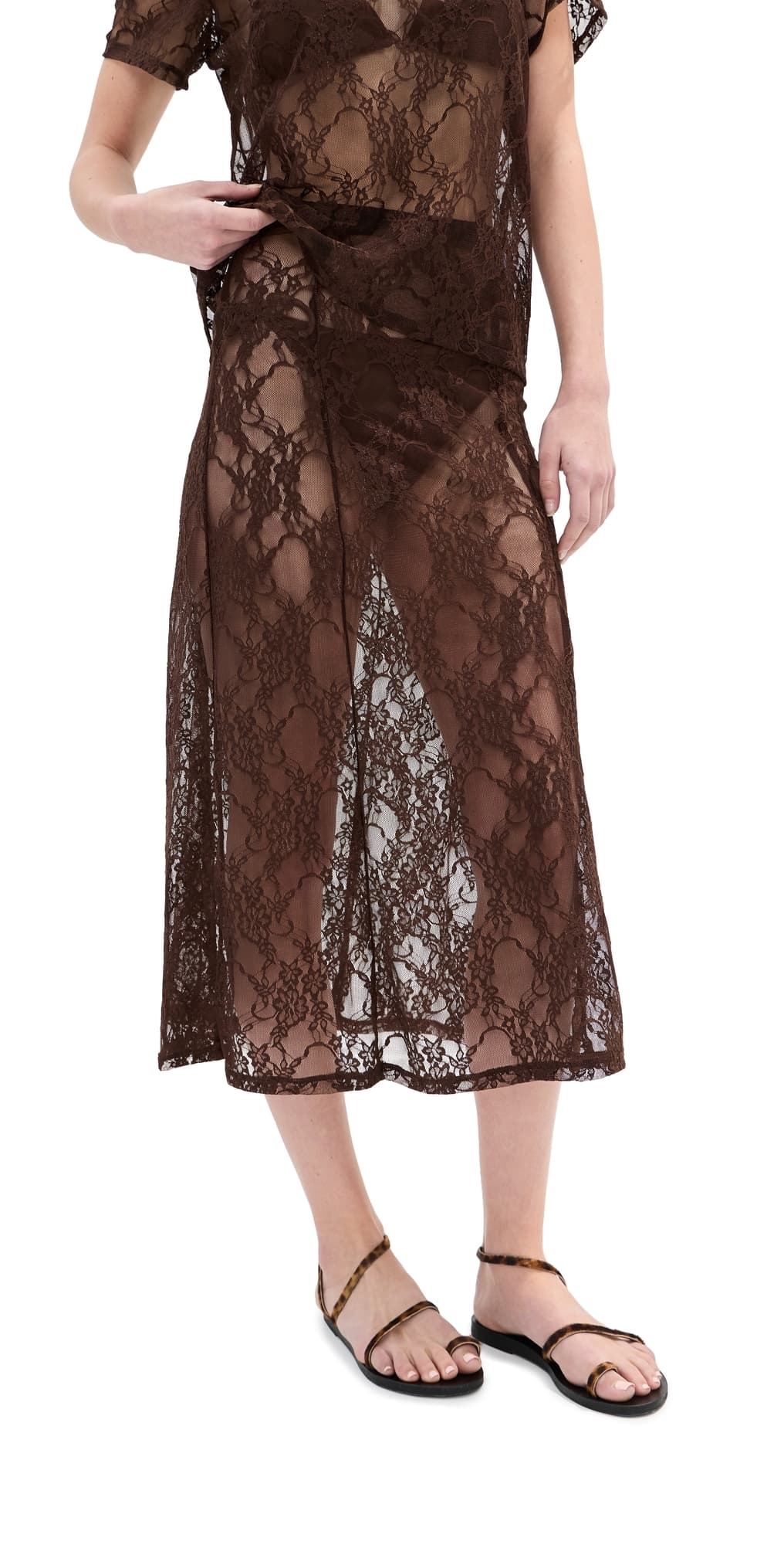 LE BOP Lace Skirt Chocolate