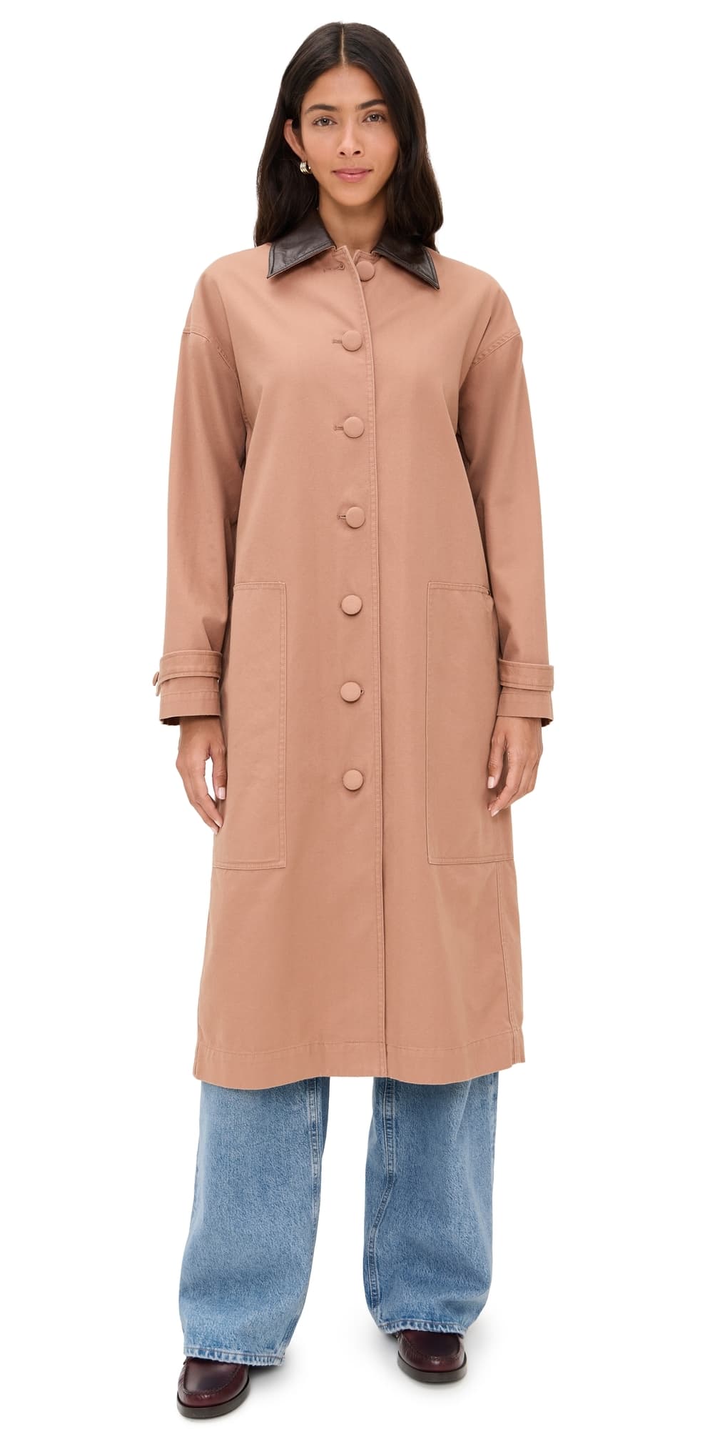 LE BOP Karla Long Oversized Utility Barn Jacket Mocha