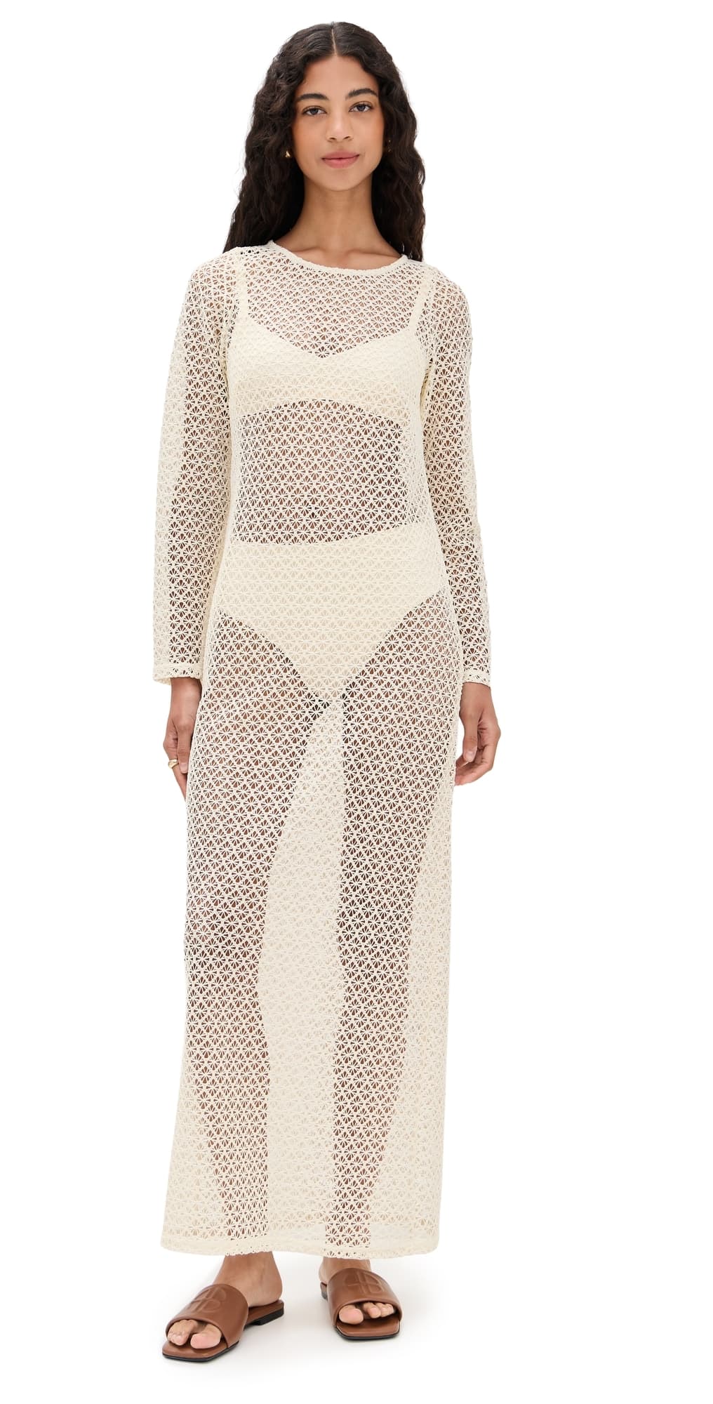 LE BOP Island Crochet Maxi Dress Natural