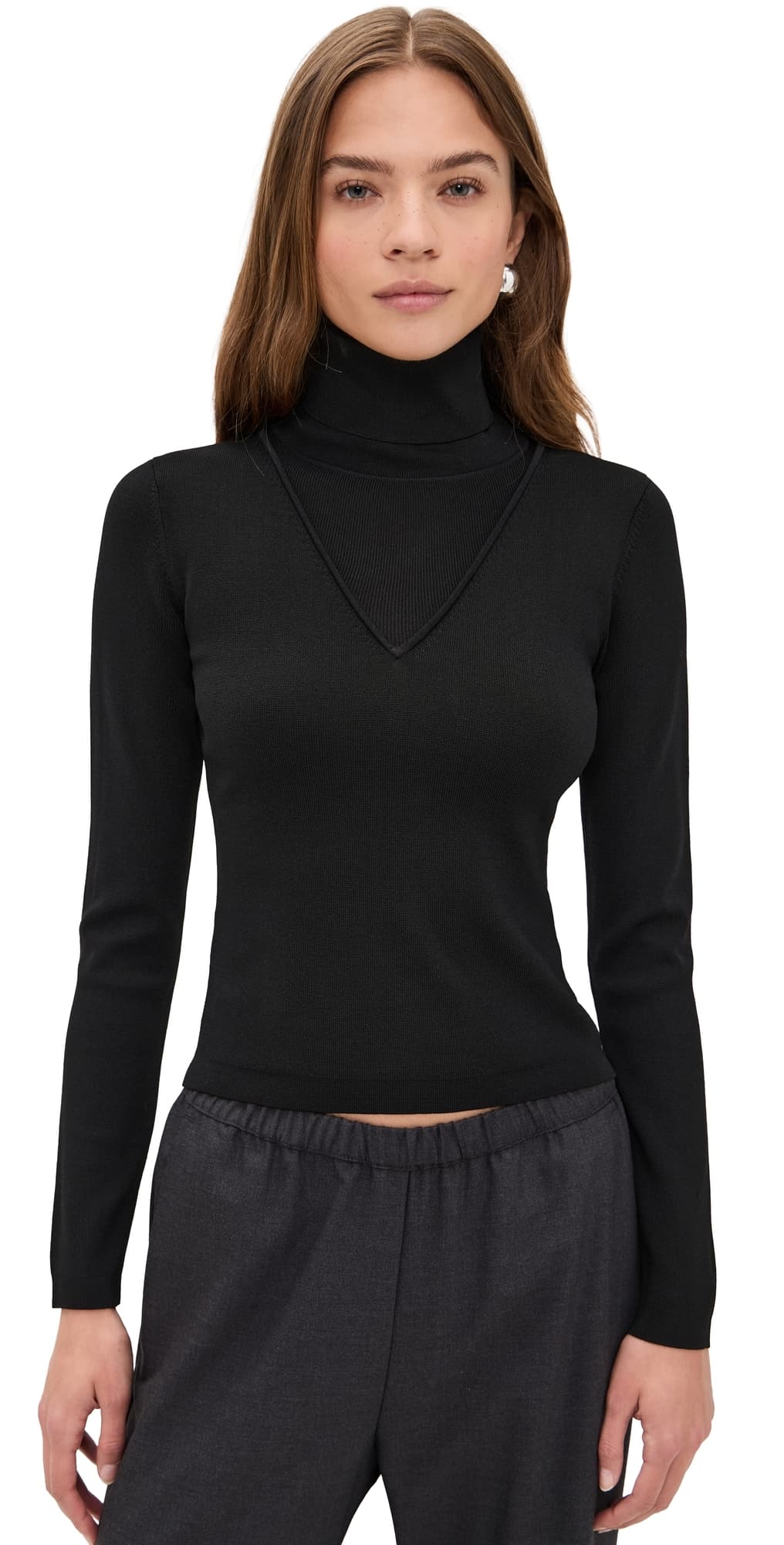 LE BOP Trompe L'oeil Layered Turtleneck Black