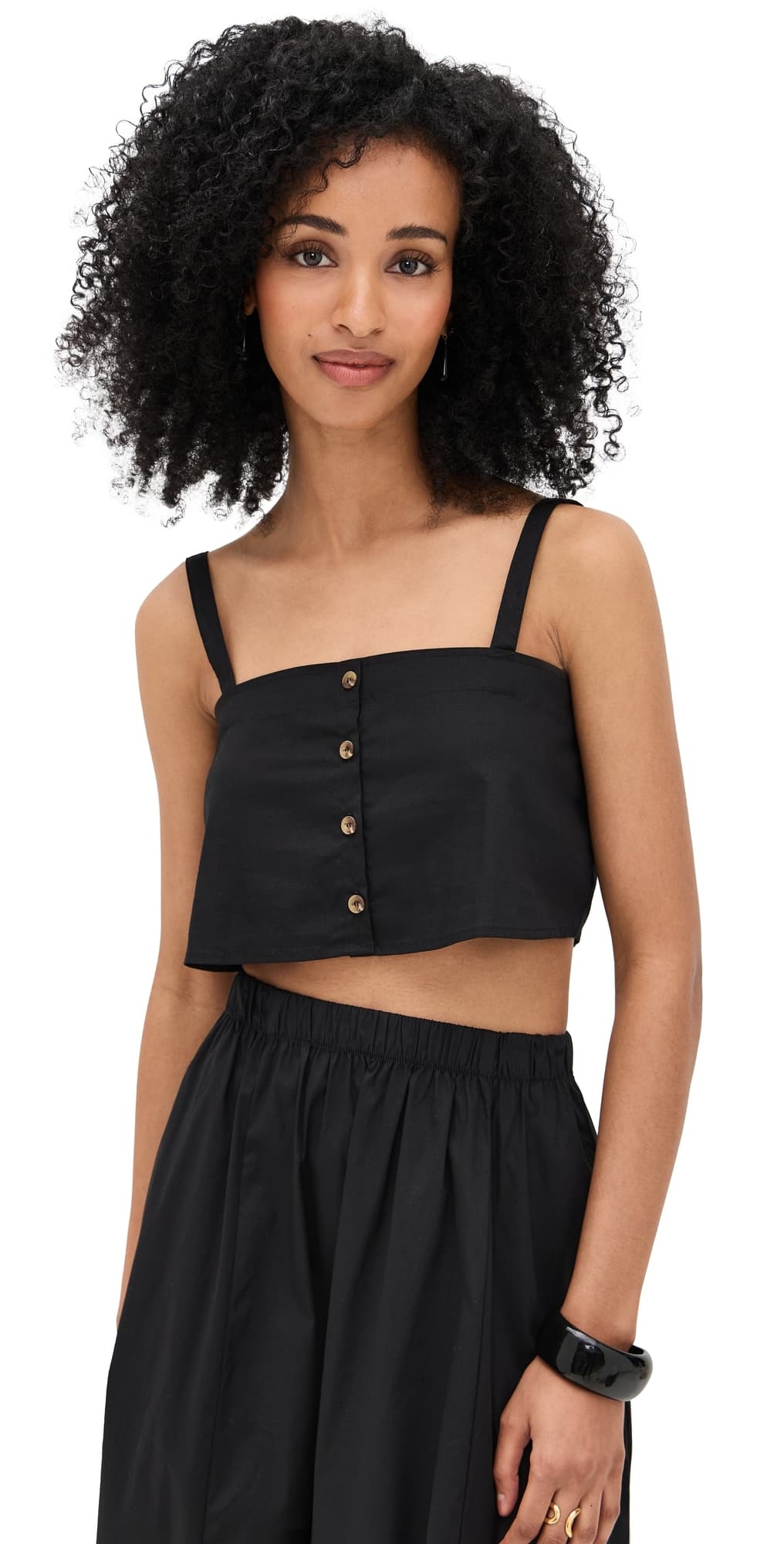 LE BOP Martha Poplin Crop Top Black