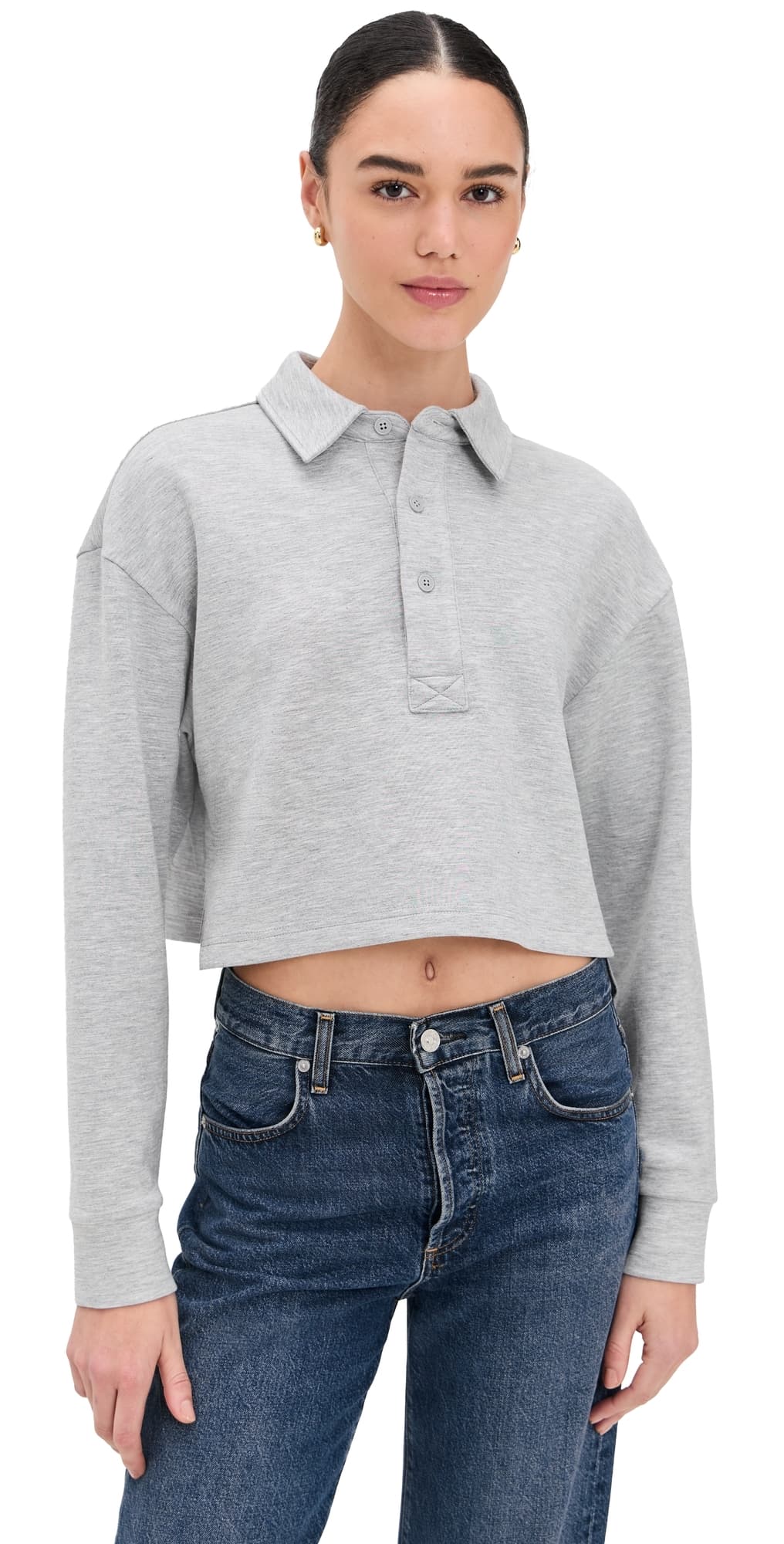 LE BOP Hayley Cropped Polo Heather Grey