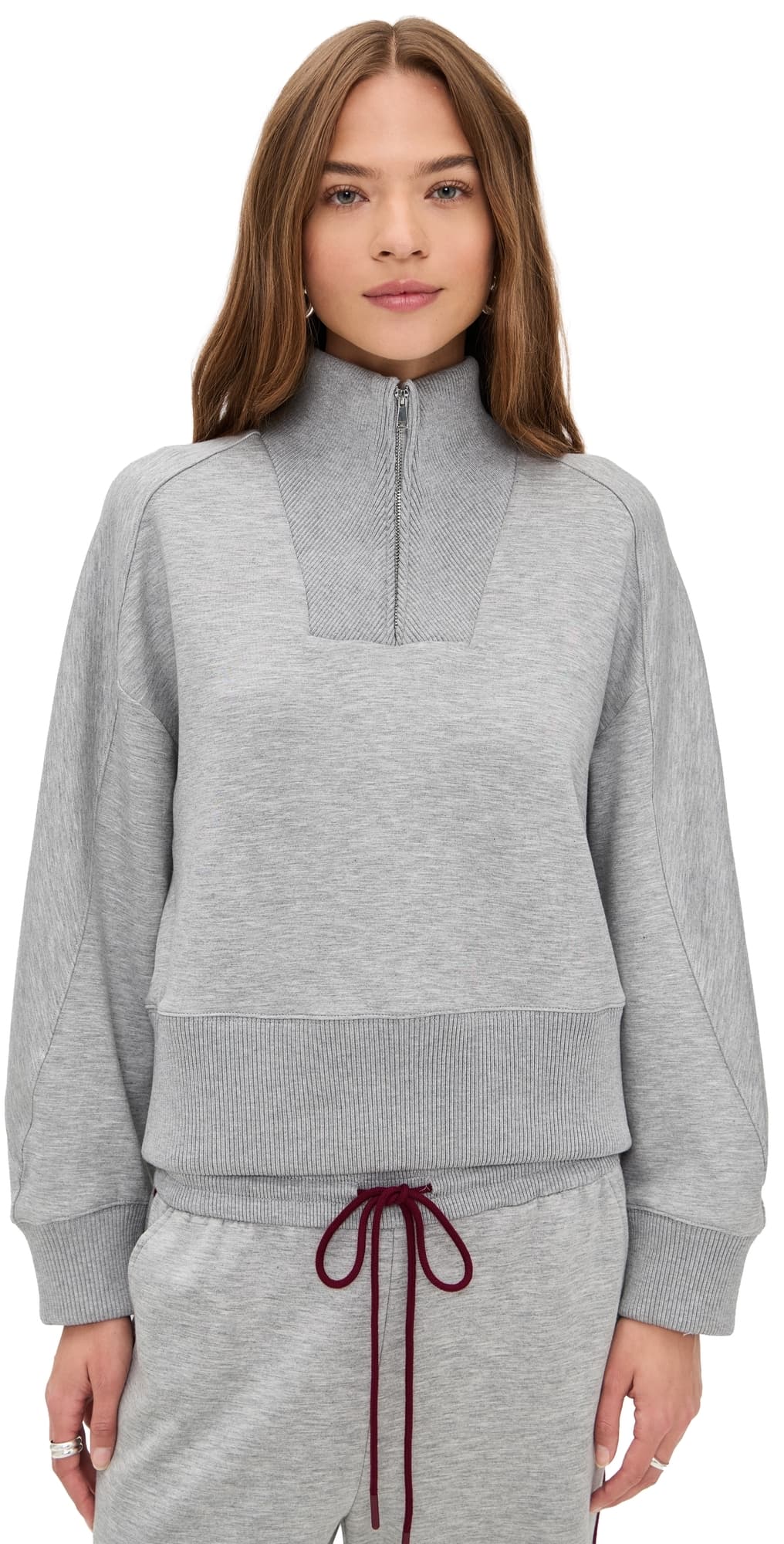 LE BOP Thea Quarter Zip Pullover Heather Grey
