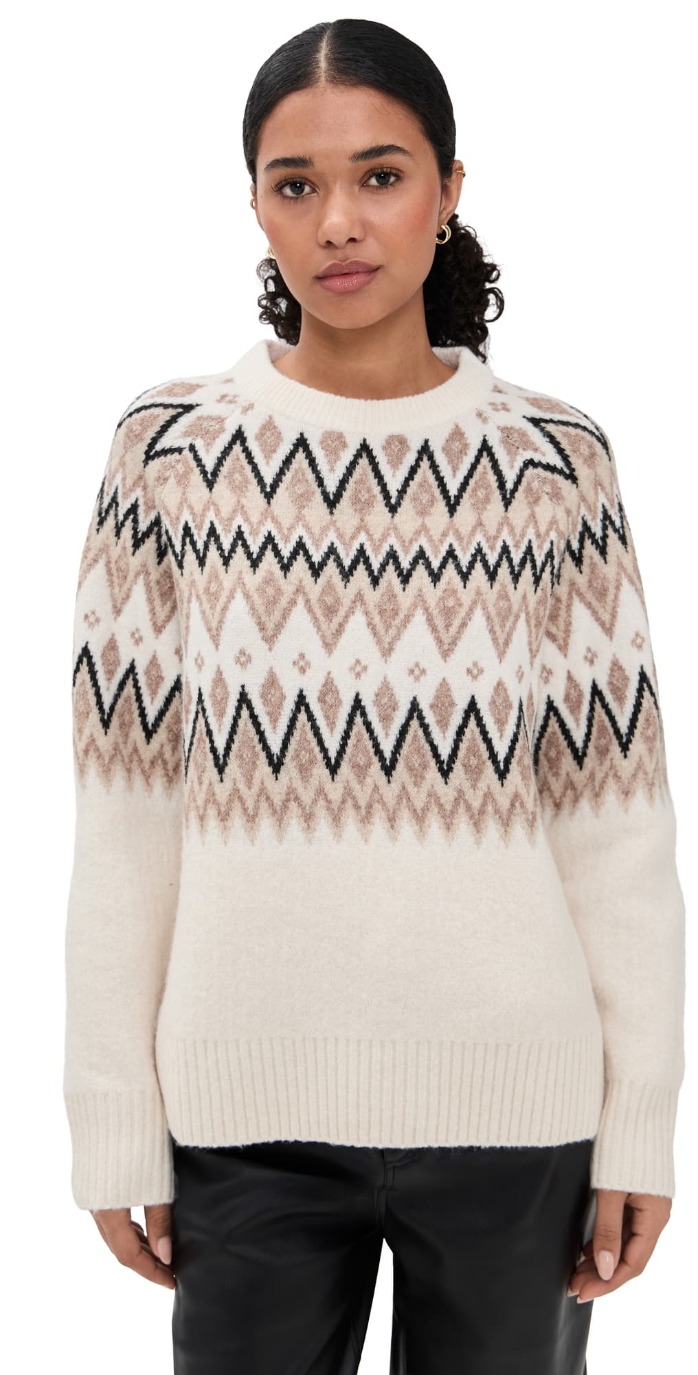 LE BOP Fair Isle Oversized Pullover Ivory Multi