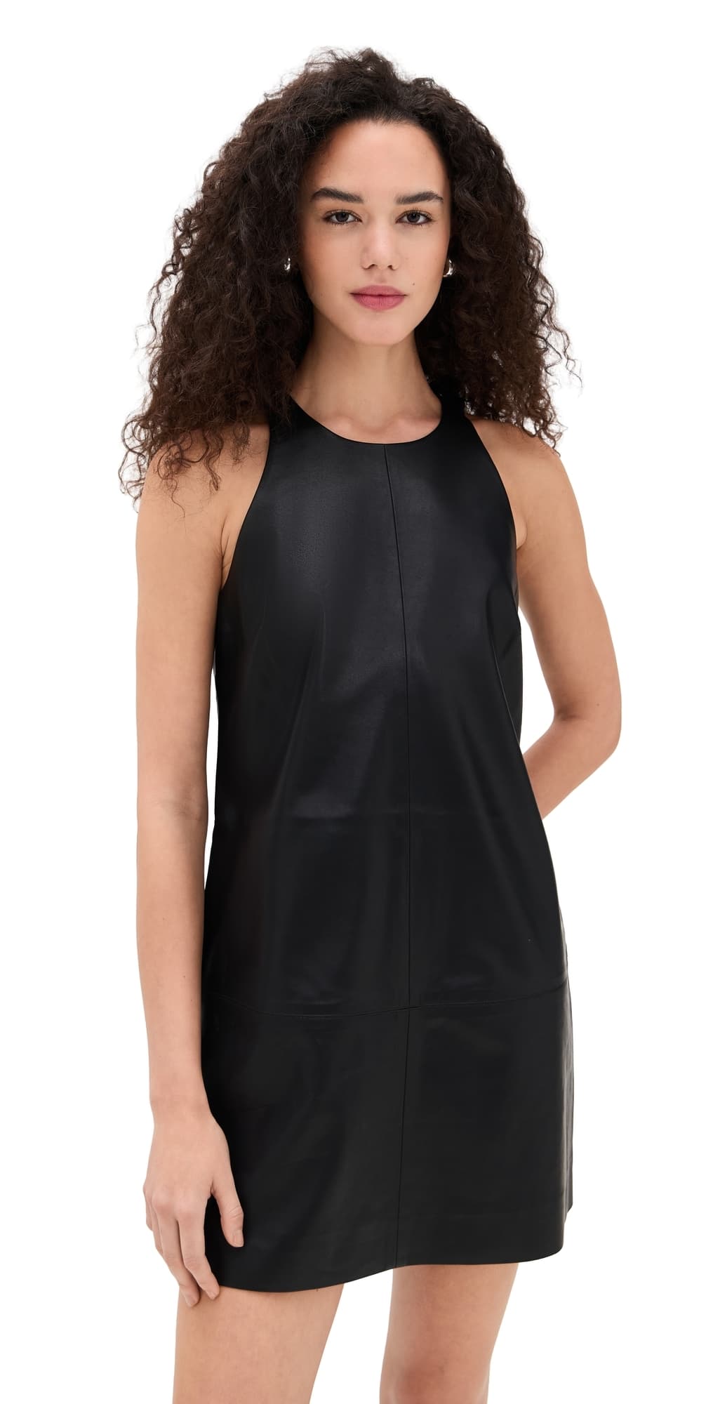 LE BOP Molly Faux Leather Mini Dress Black