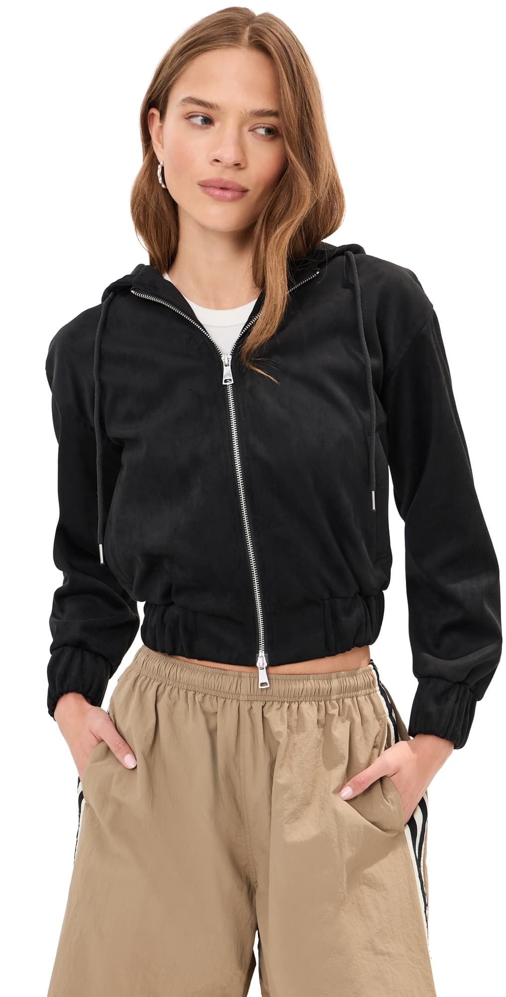 LE BOP Mabel Faux Suede Hoodie Black