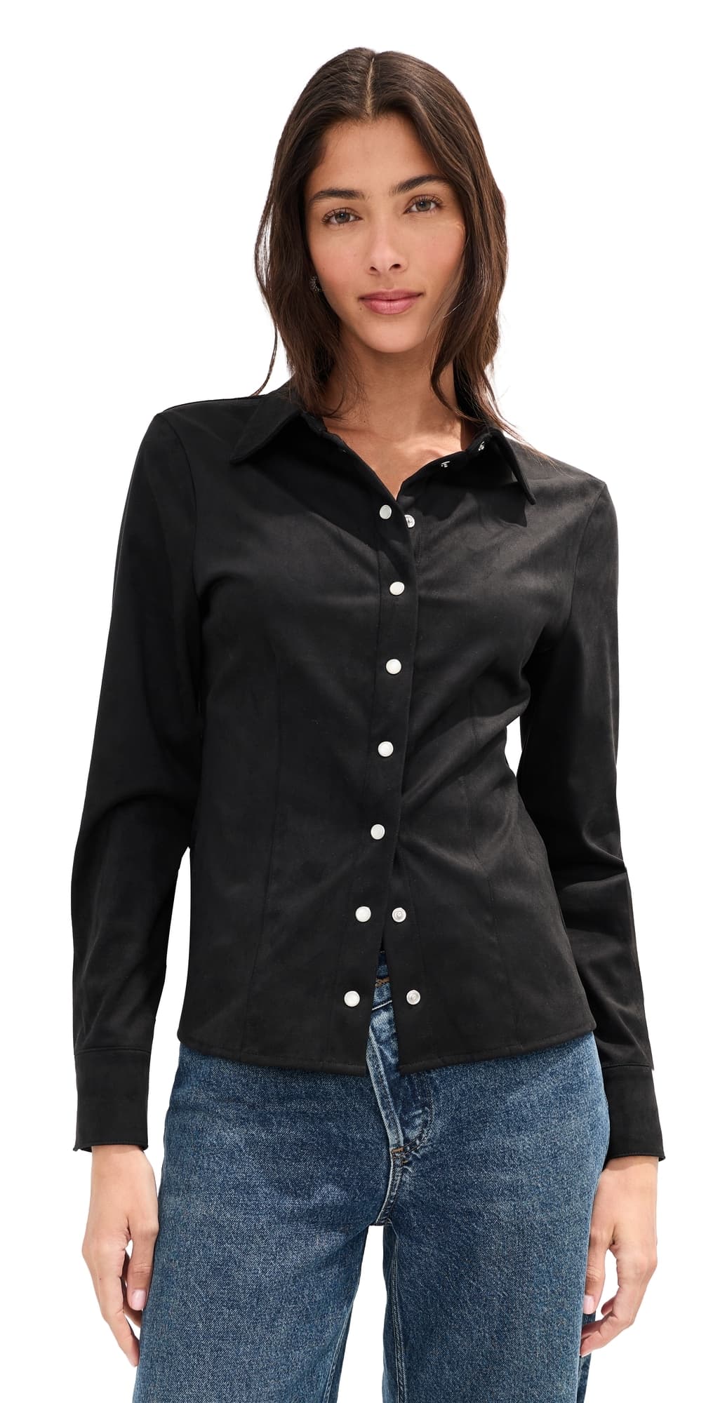 LE BOP Jolene Faux Suede Shirt Black