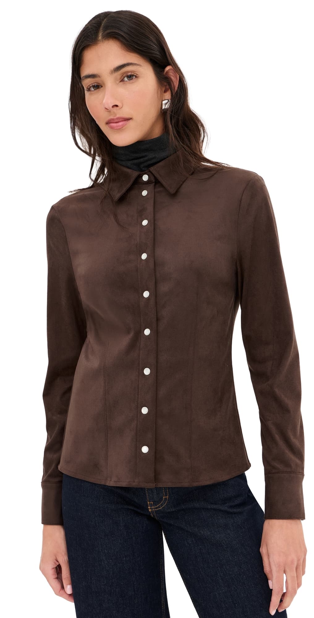 LE BOP Jolene Faux Suede Shirt Coffee