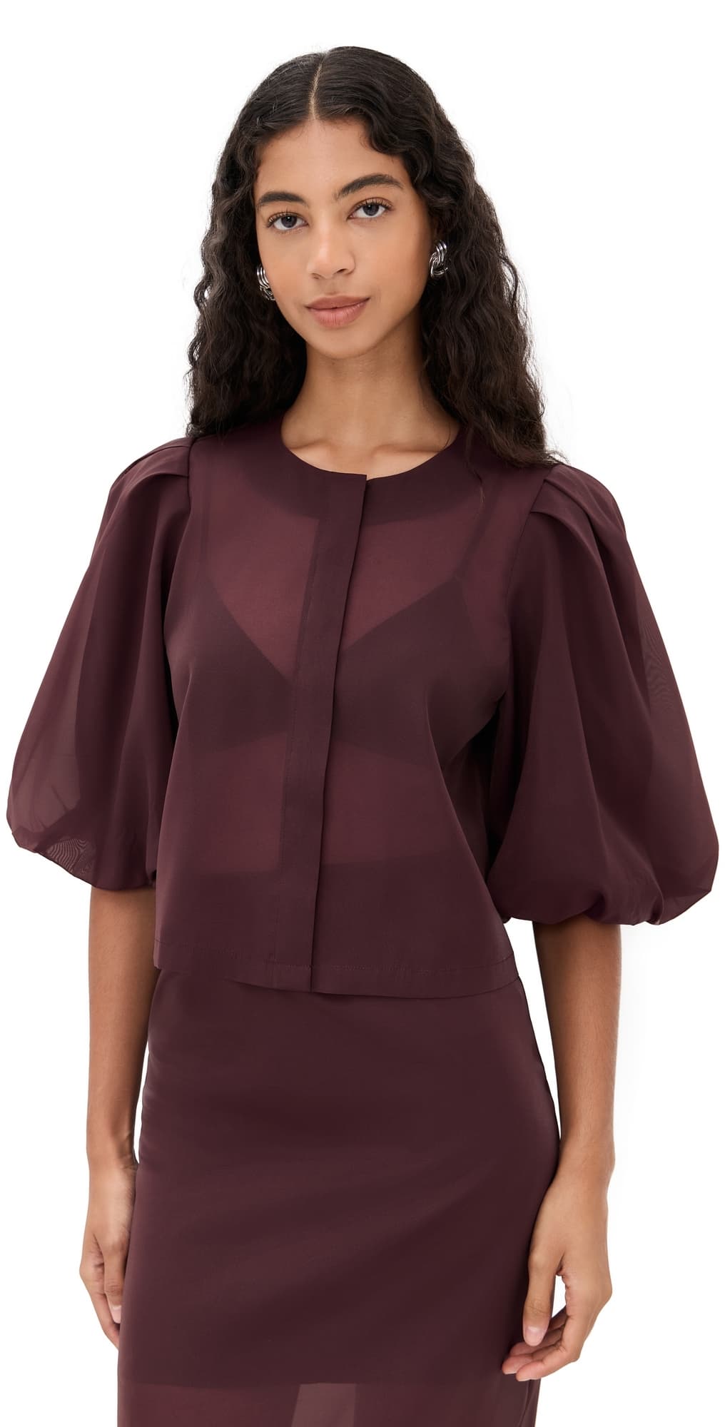 LE BOP Liza Puff Sleeve in Organza Mahogany