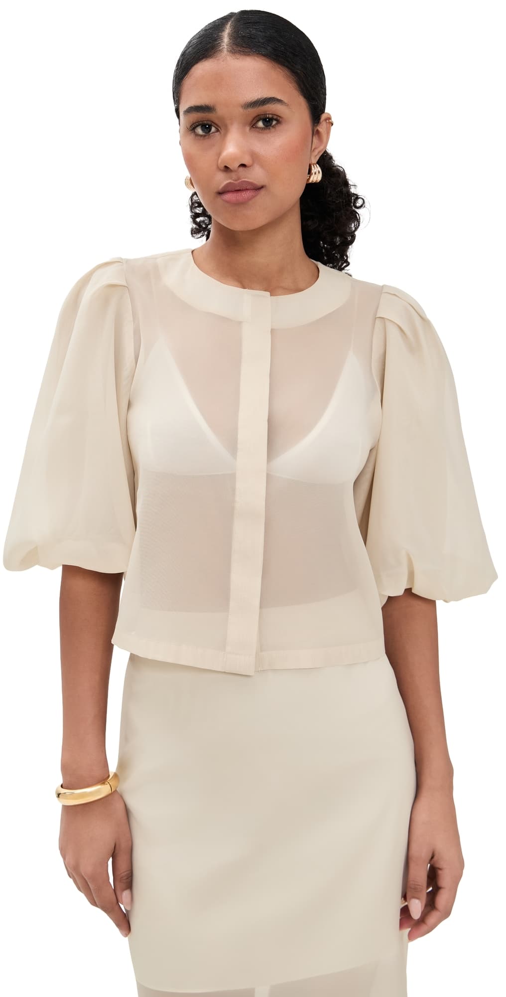 LE BOP Liza Puff Sleeve in Organza Ivory