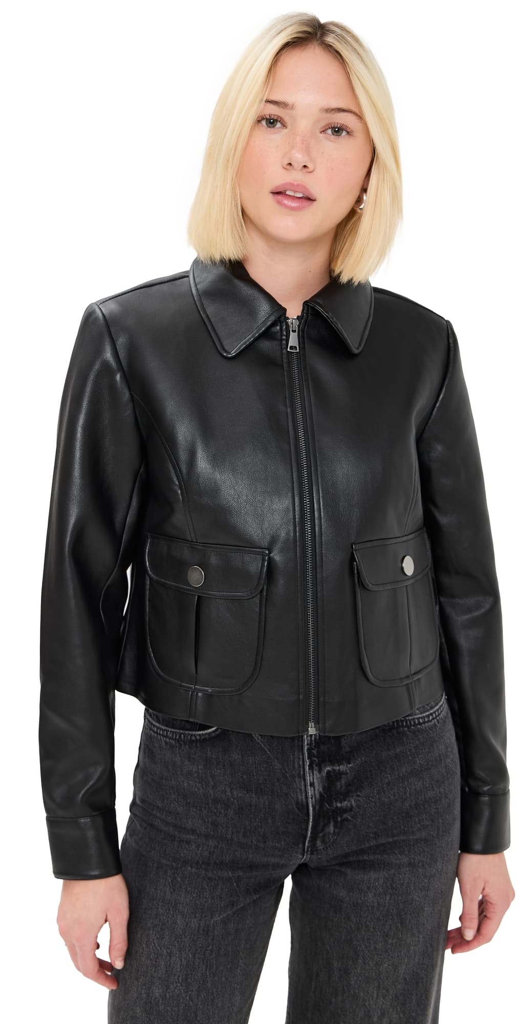LE BOP Harper Faux Leather Jacket Black