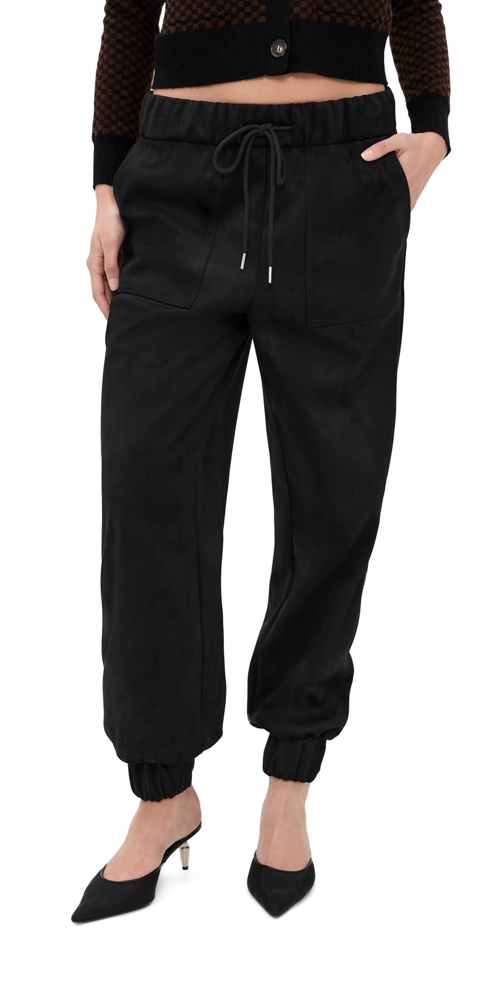 LE BOP Remy Faux Suede Joggers Black