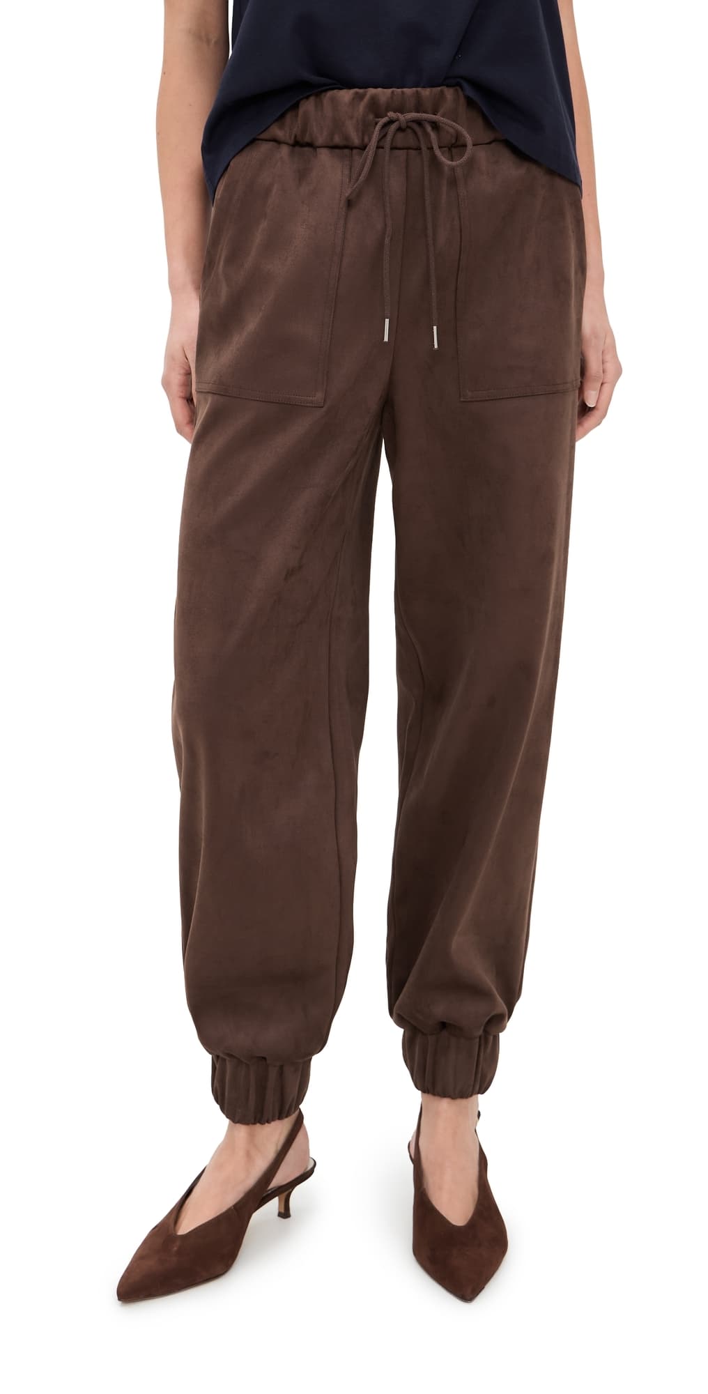 LE BOP Remy Faux Suede Joggers Coffee