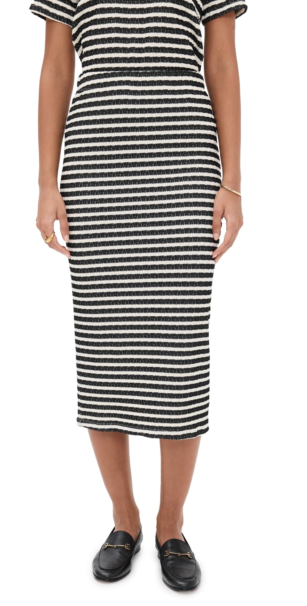 LE BOP Lila Pencil Skirt Black Stripe