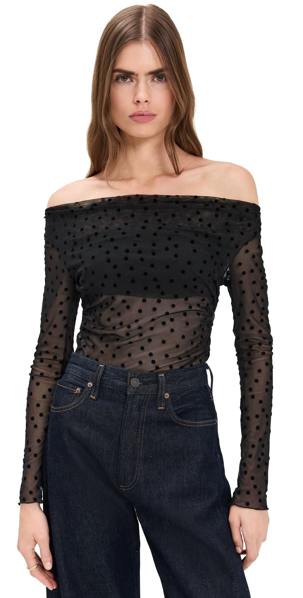 LE BOP Scarlet Top Black Polka Dot