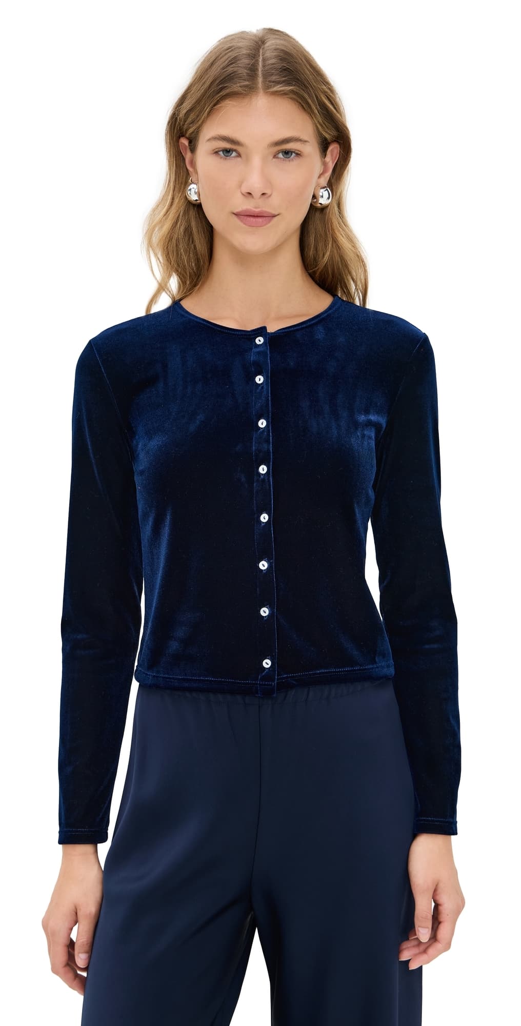 LE BOP Eloise Velvet Cardigan Navy