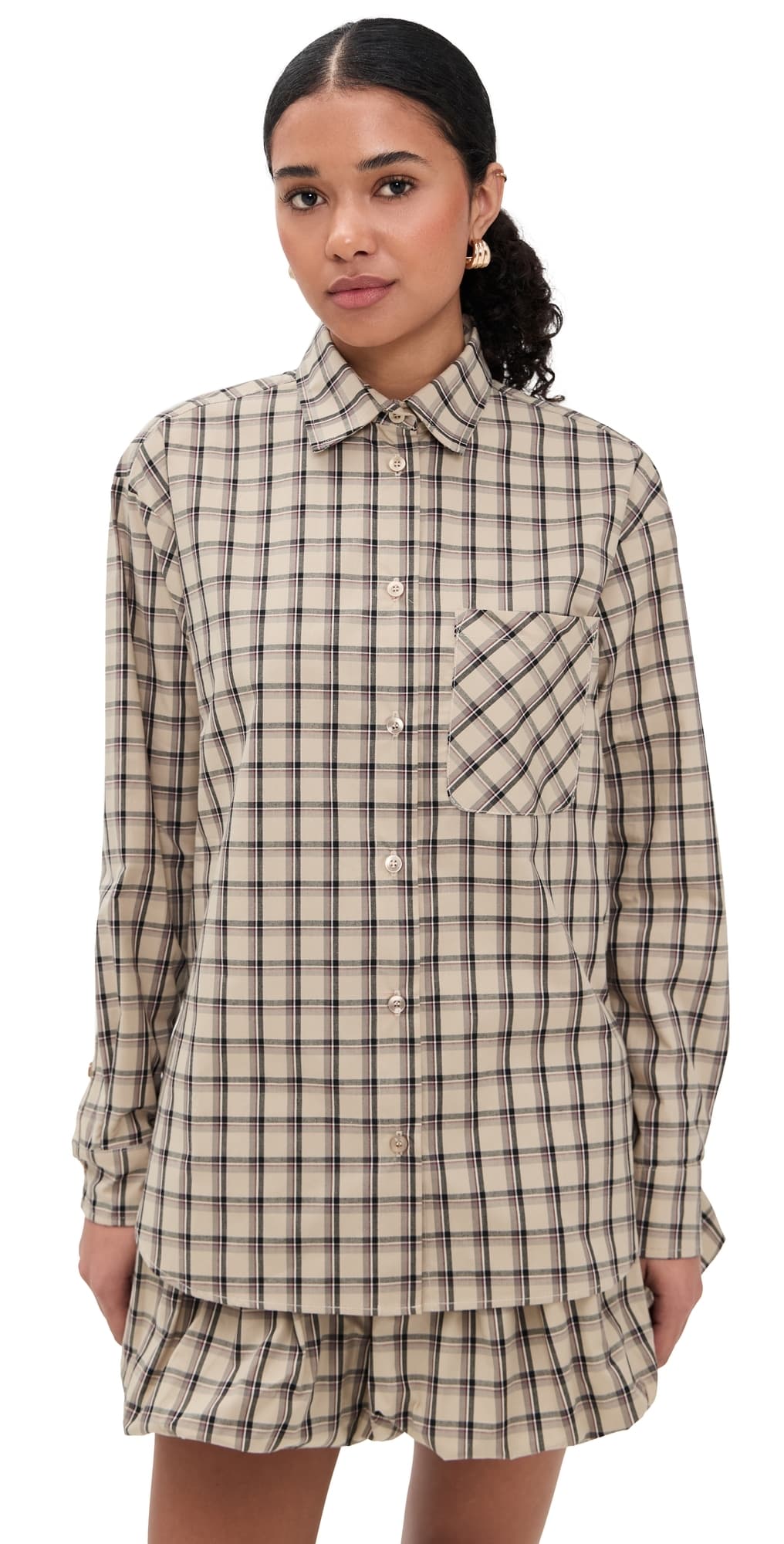LE BOP Winnie Buttondown Khaki Check