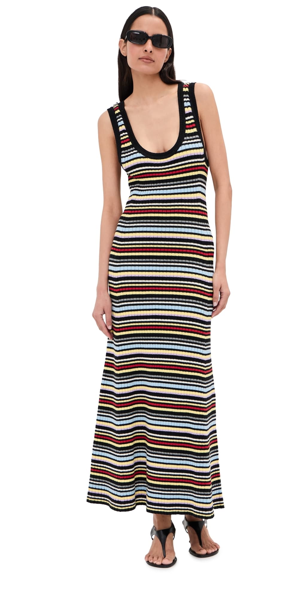 LE BOP Teller Dress Black Multi Stripe