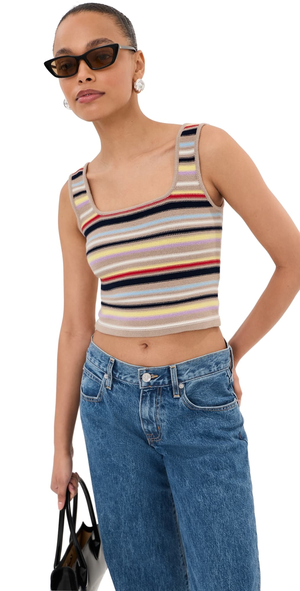 LE BOP Jensen Crop Tank Sand Multi Stripe