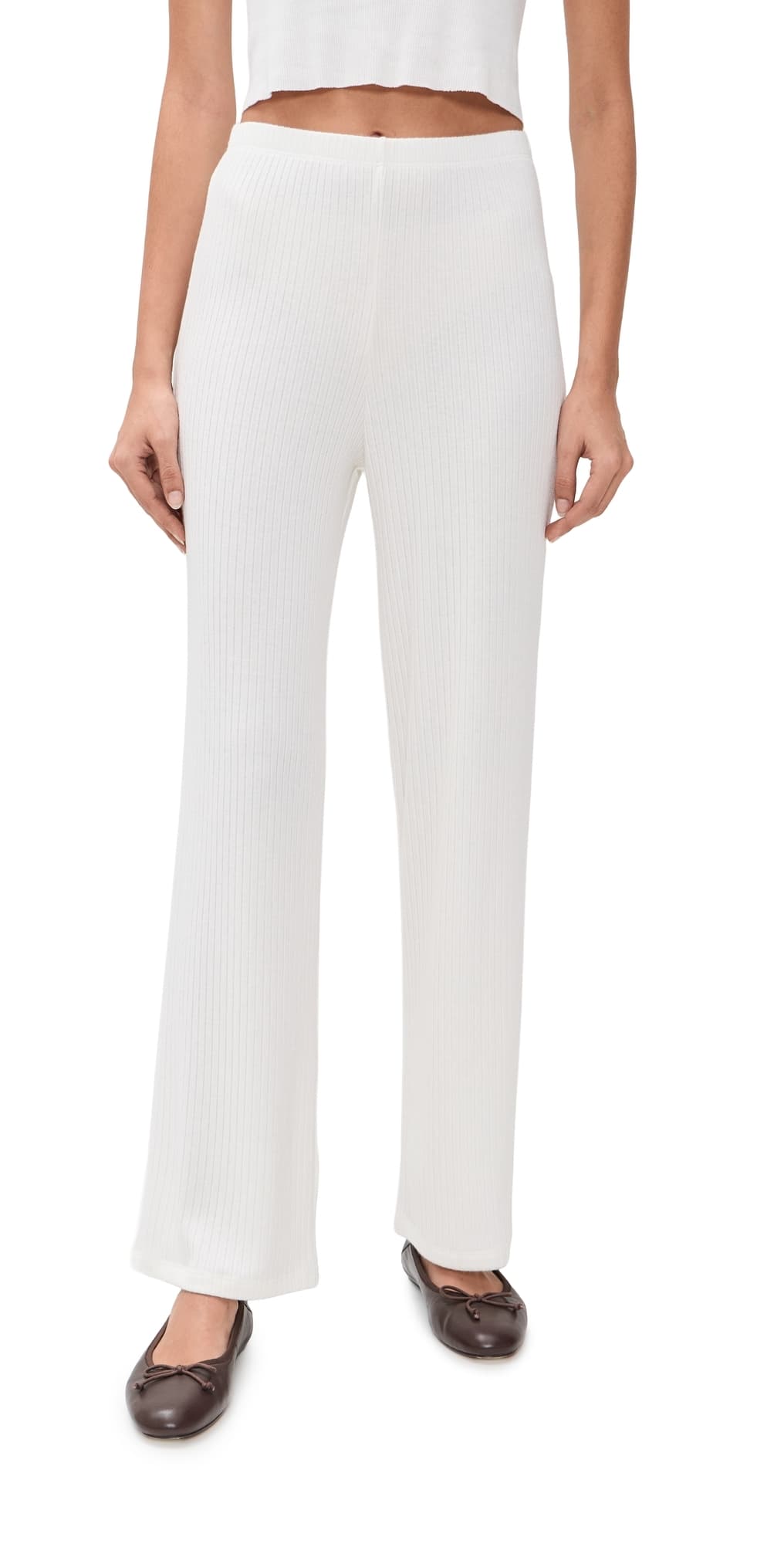 LE BOP Mia Ribbed Pants Off White