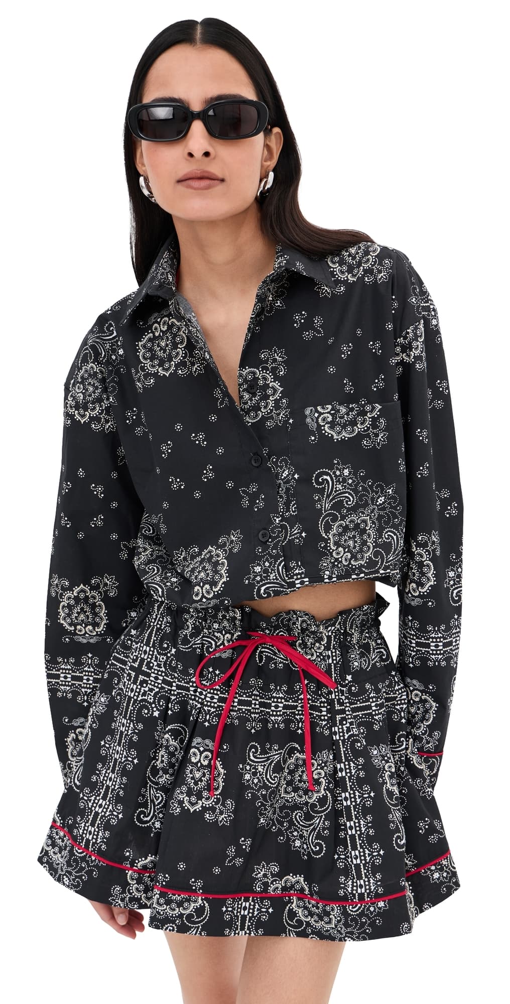 LE BOP Wylie Button Down Shirt Black Bandana