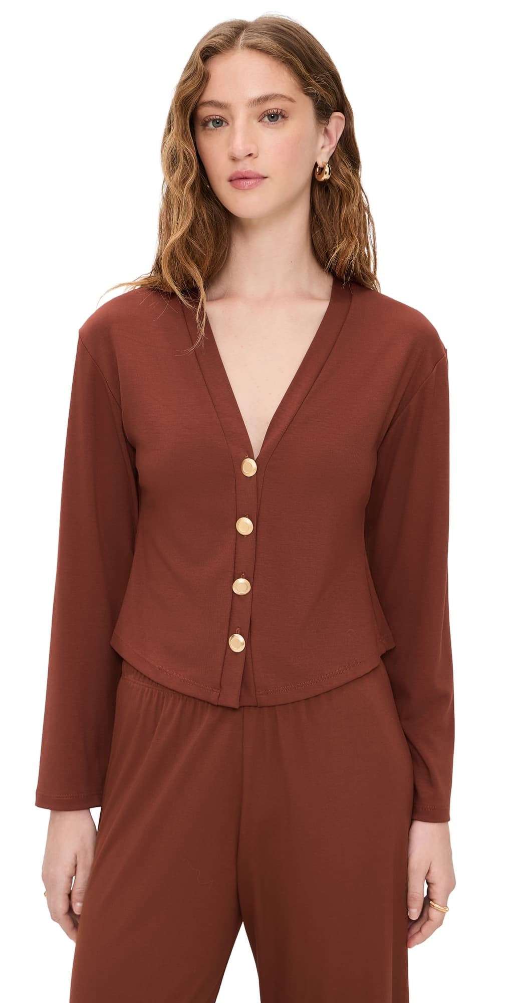 LE BOP Mary Kate Ponte Cardigan Cognac