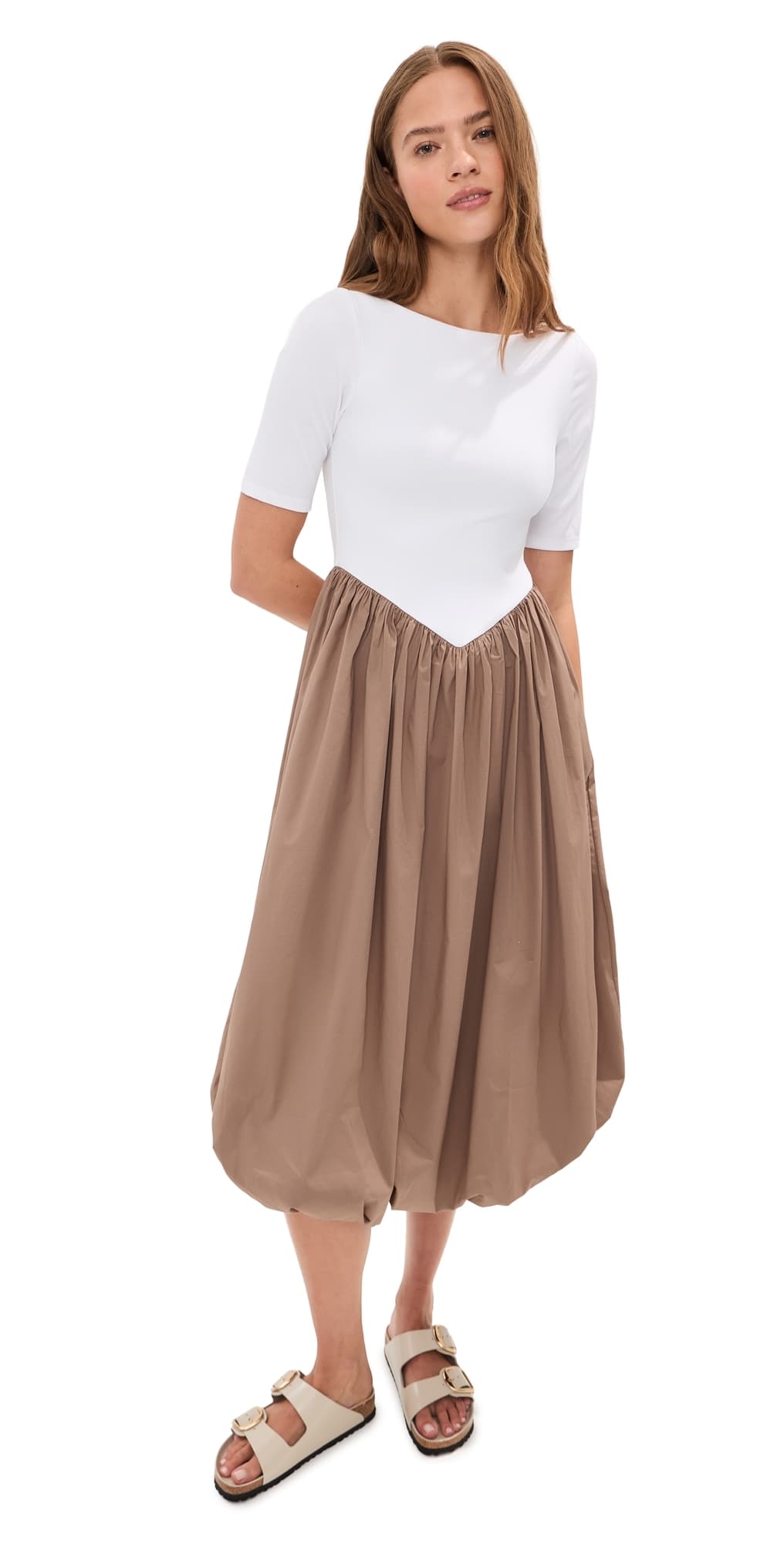 LE BOP Gracie Dress Off White Rib/Latte