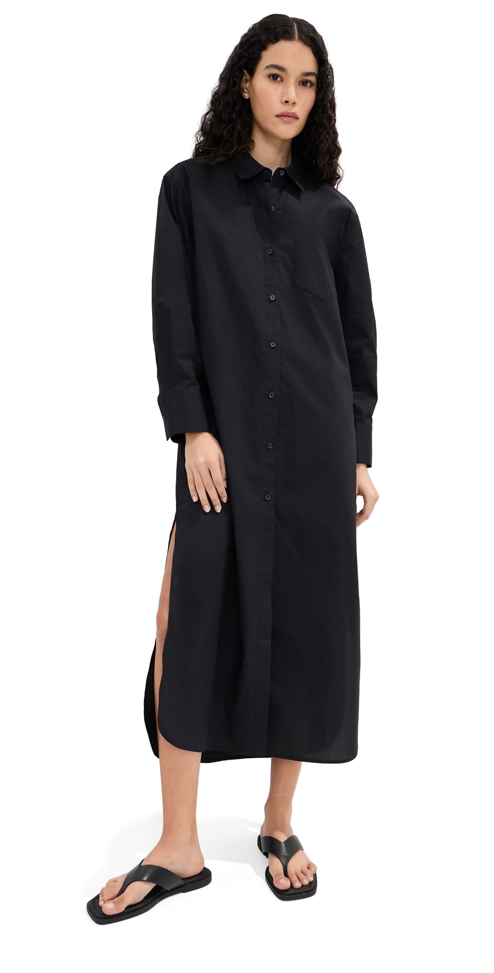LE BOP Elliot Poplin Maxi Dress Black