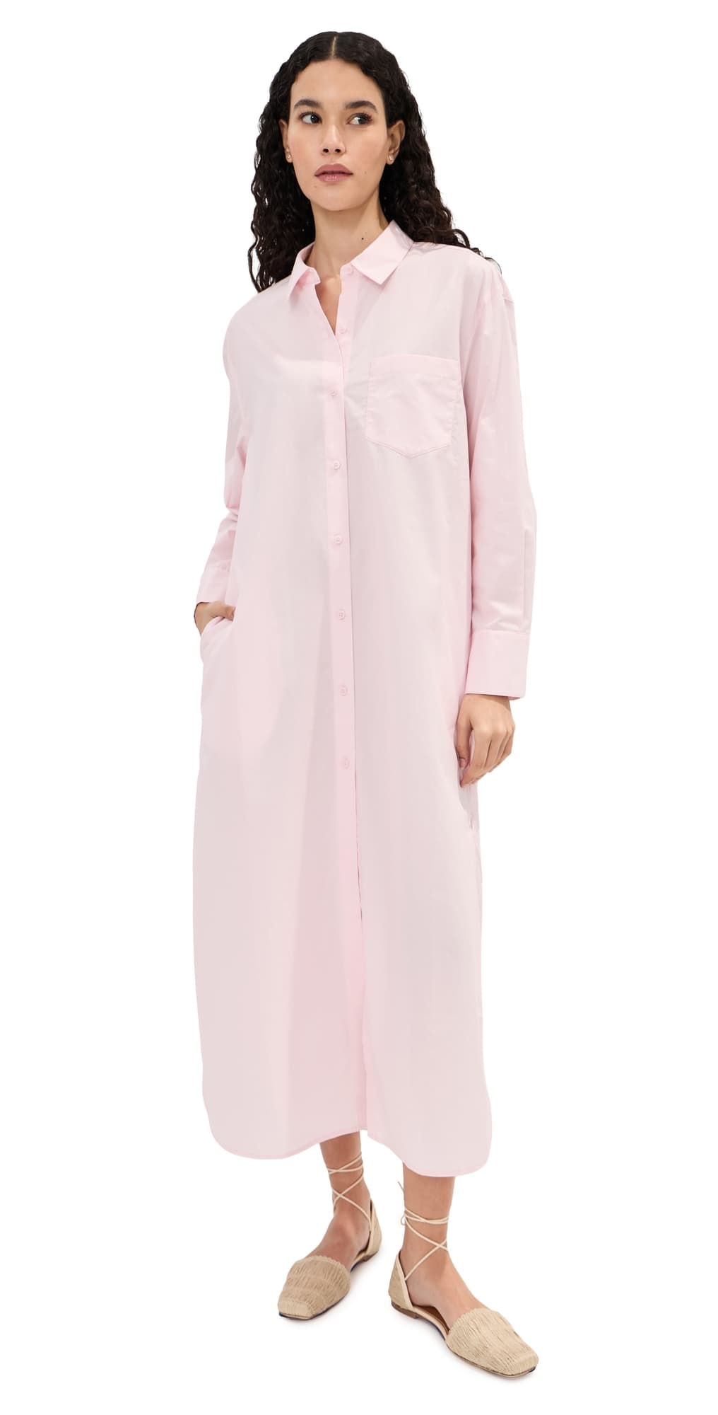 LE BOP Elliot Poplin Maxi Dress Pale Pink
