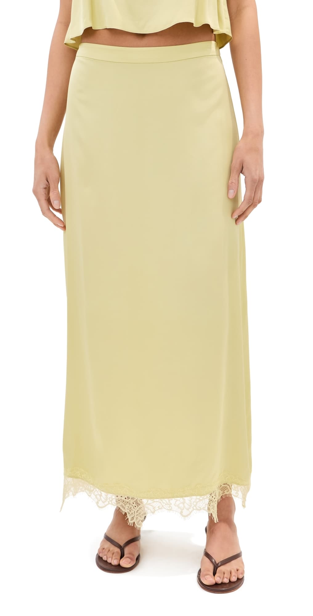LE BOP Marion Satin Skirt Honeydew
