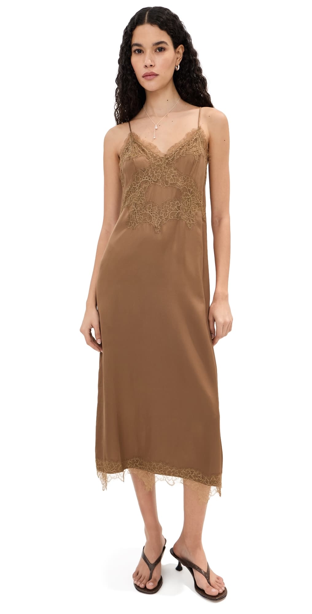 LE BOP Amara Satin Dress Hazelnut