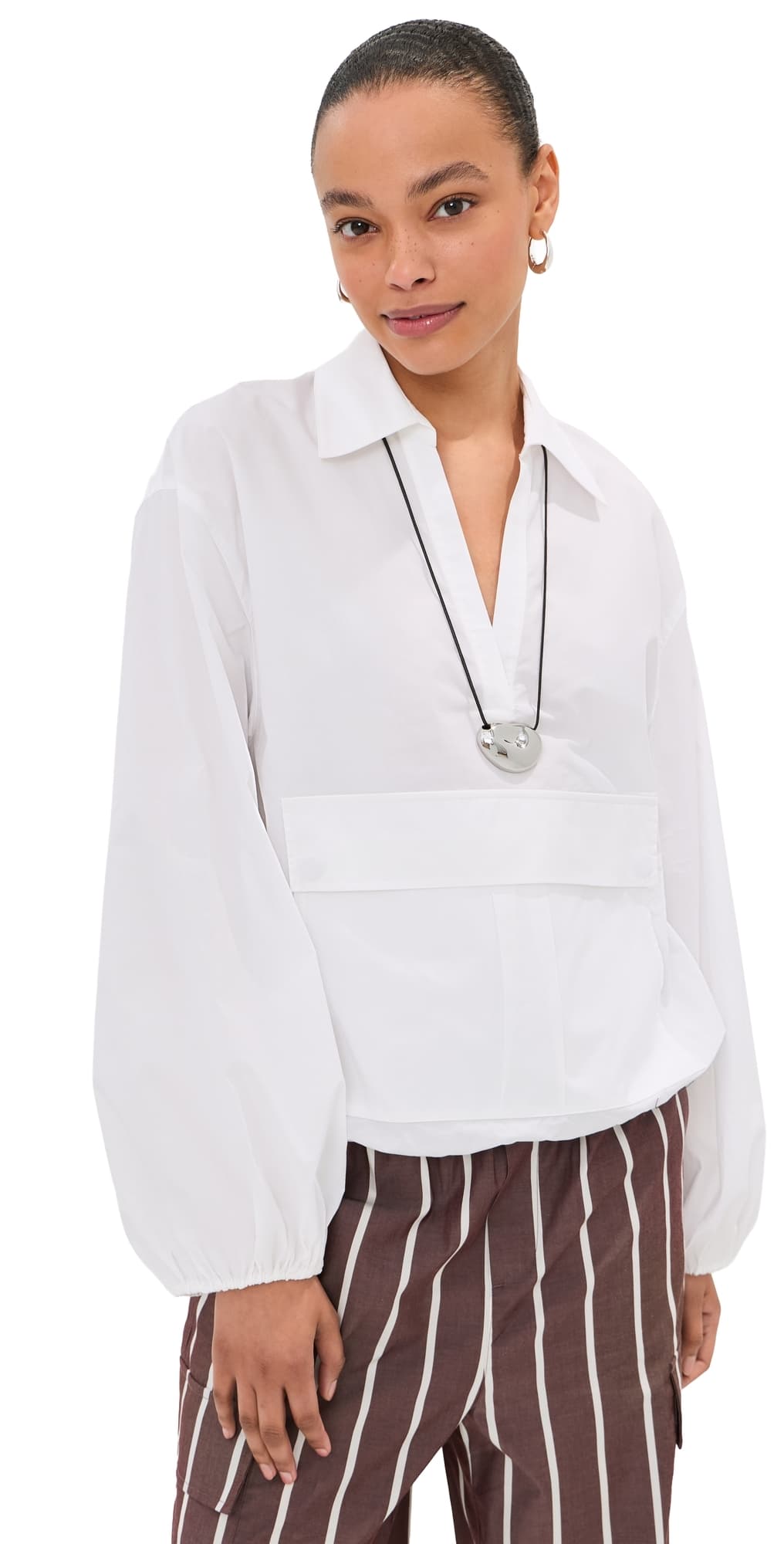 LE BOP Tate Poplin Pullover White