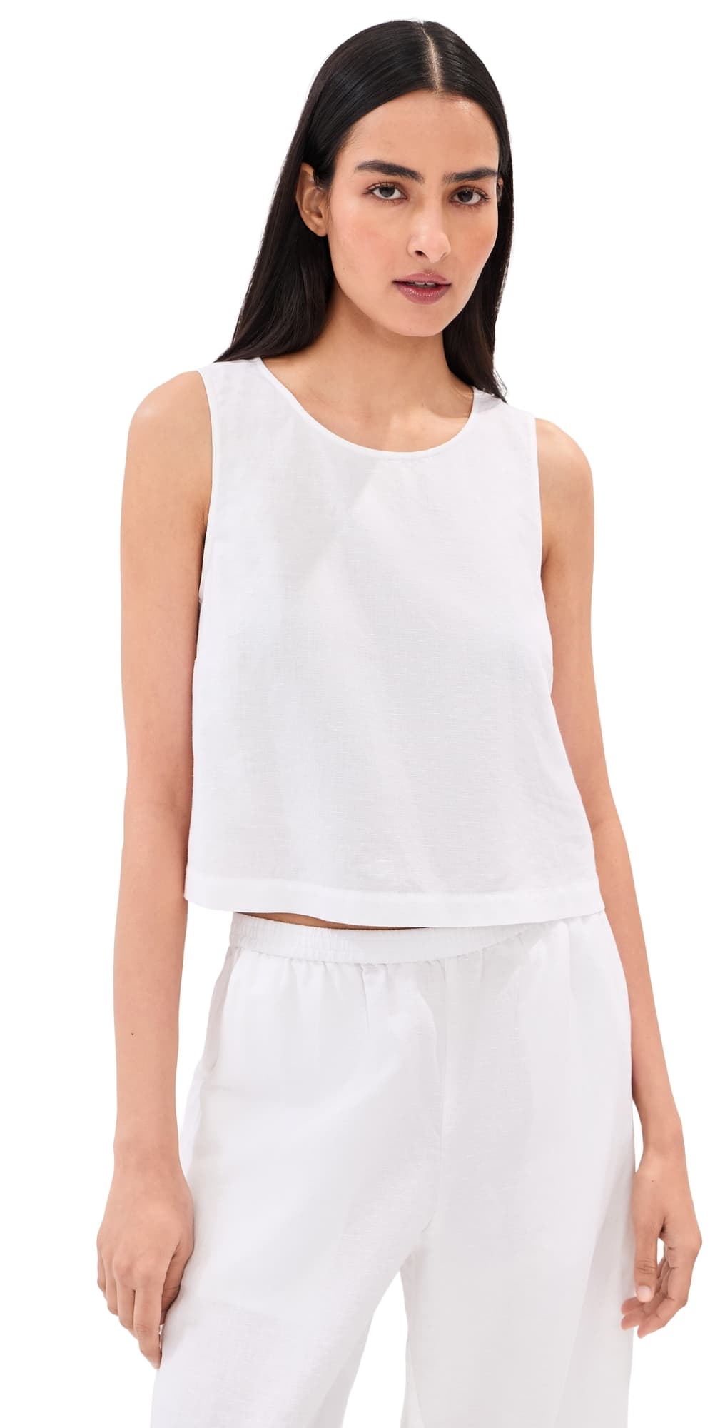 LE BOP Margot Linen Cropped Blouse White